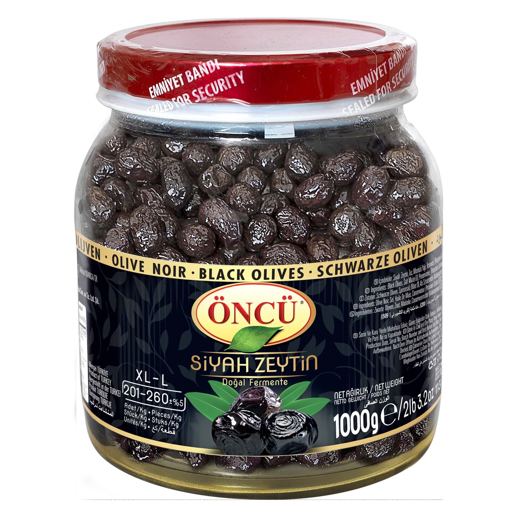 Öncü Doğal Salamura Siyah Zeytin 201-260Ad/Kg 1 Kg