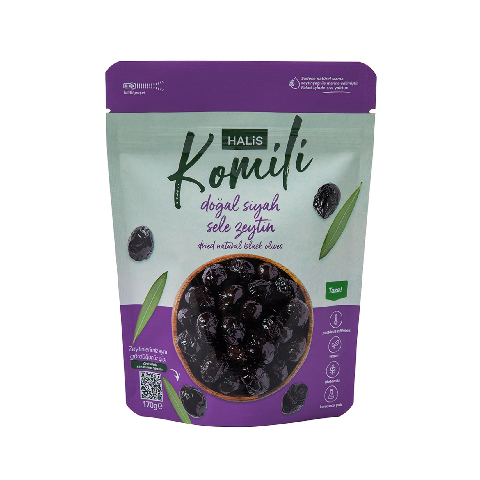 Halis Komili Doğal Siyah Sele Zeytin 170 G