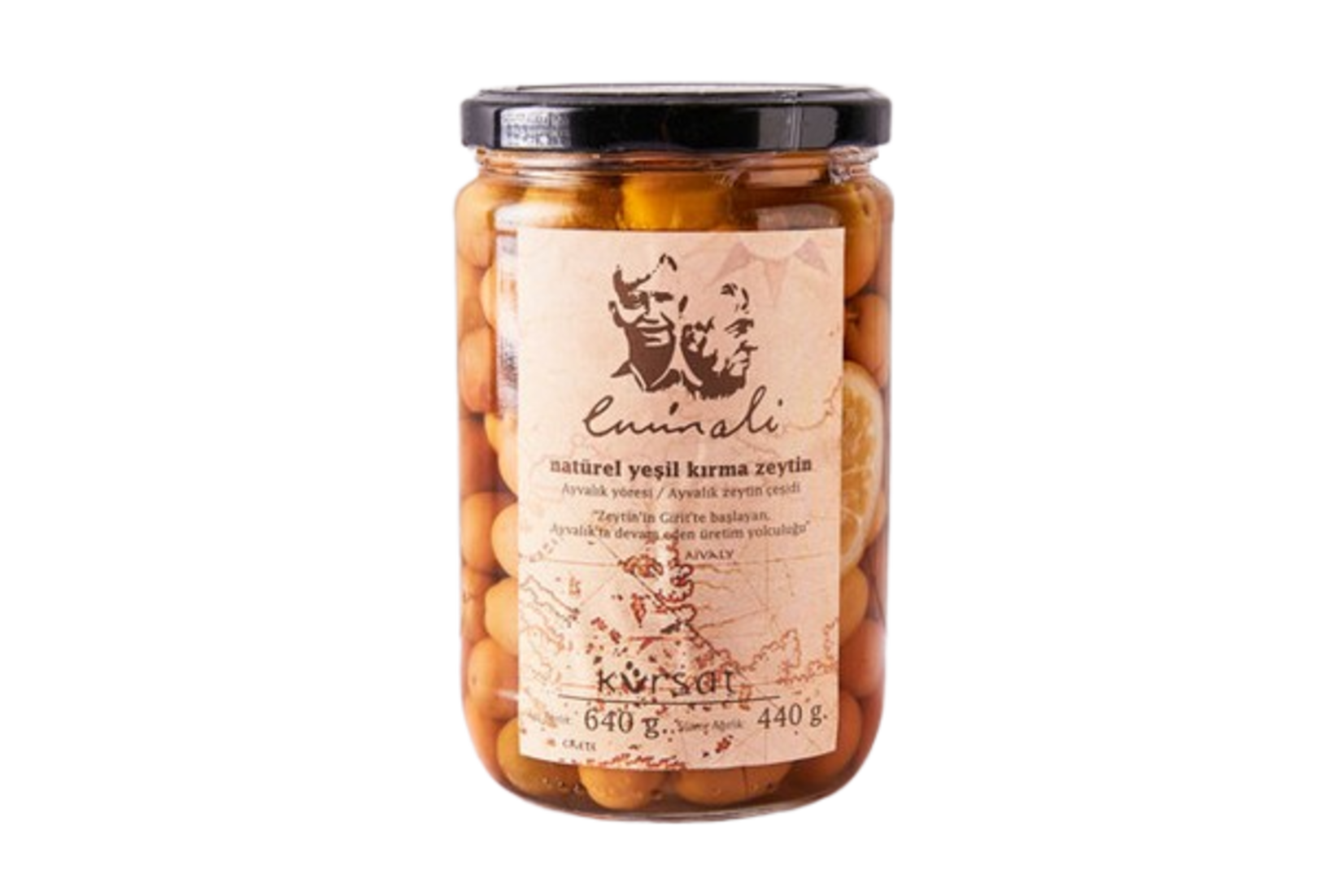 Eminali Natürel Kırma Yeşil Zeytin 321-350Ad/kg 640 g