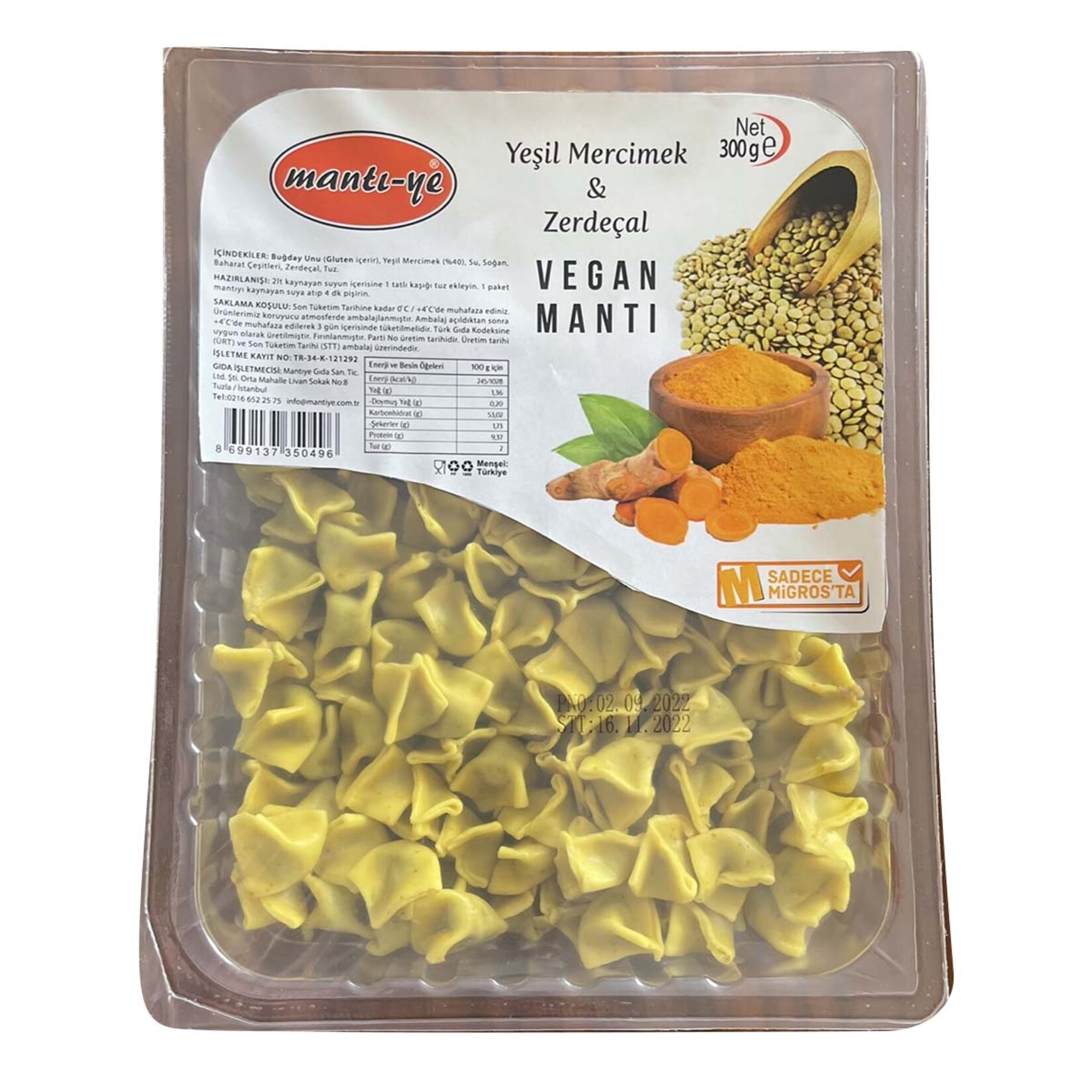 Mantı-ye Yeşıl Vegan Mantı 300 G