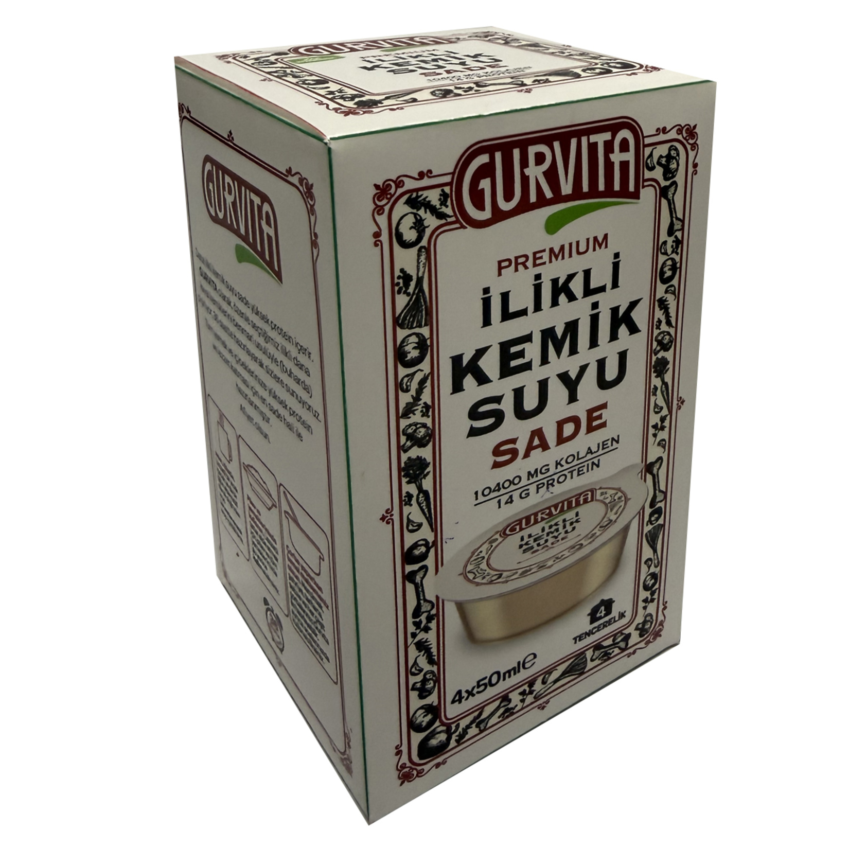 Gurvita İlikli Kemik Suyu Sade 4 x 50 Ml