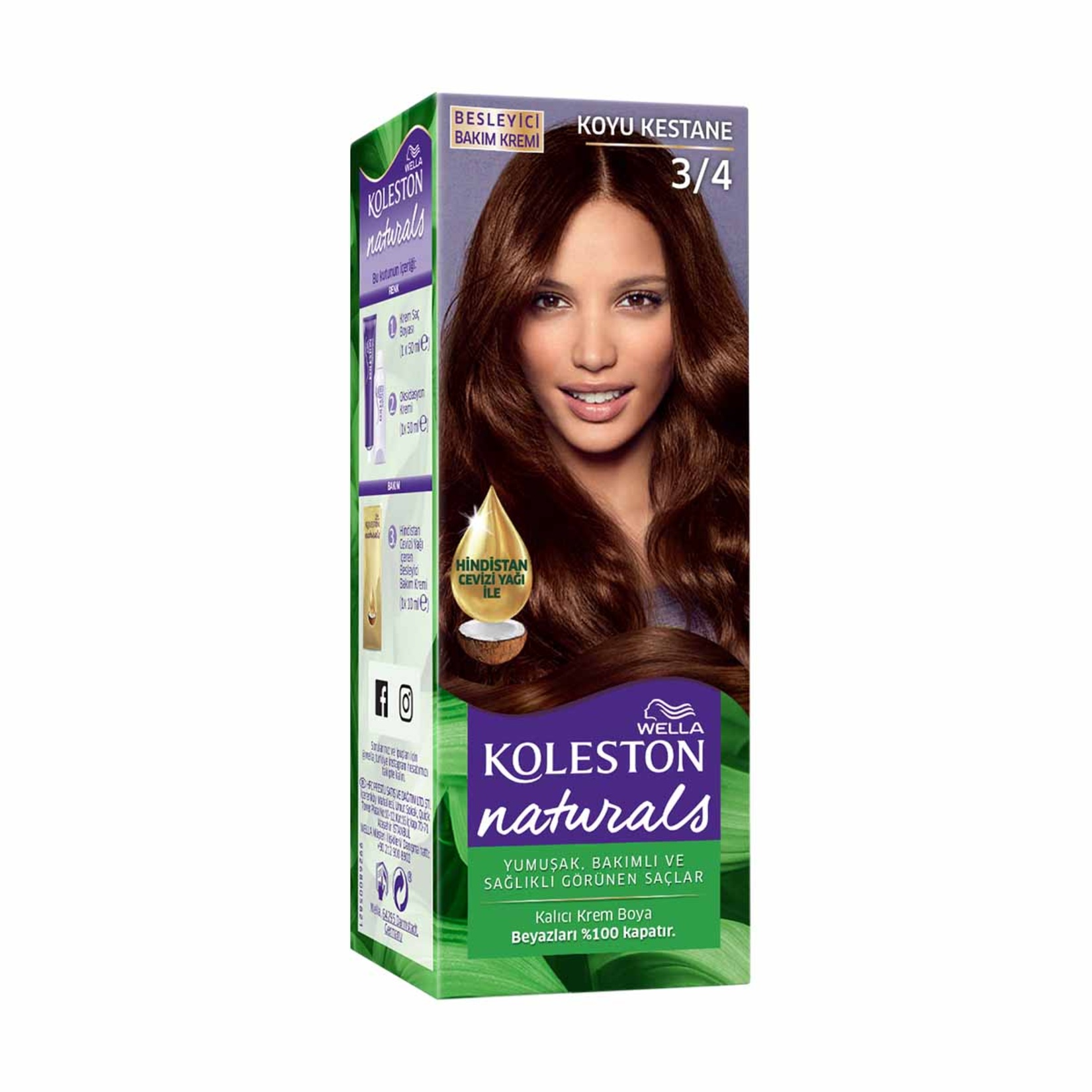 Wella Koleston Naturals Saç Boyası 3/4 Koyu Kestane