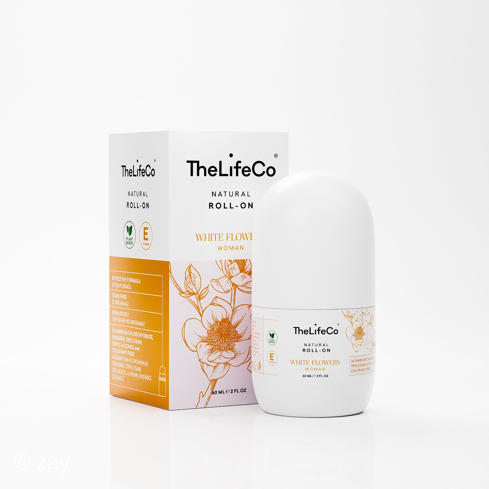 The Lifeco Natural Roll-on Deo White Flowers 60Ml