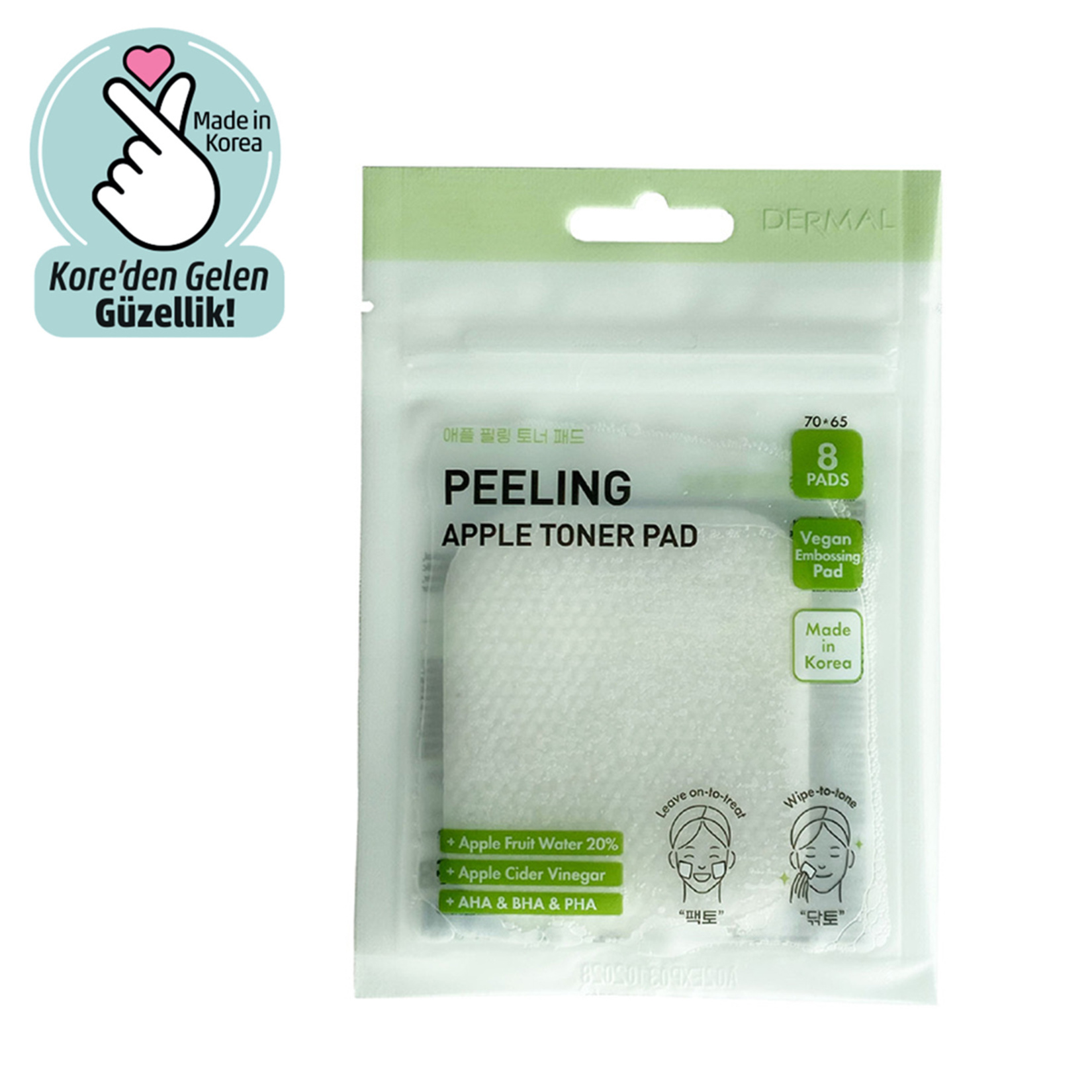 Dermal Peeling Apple Toner Cotton 8 Ped