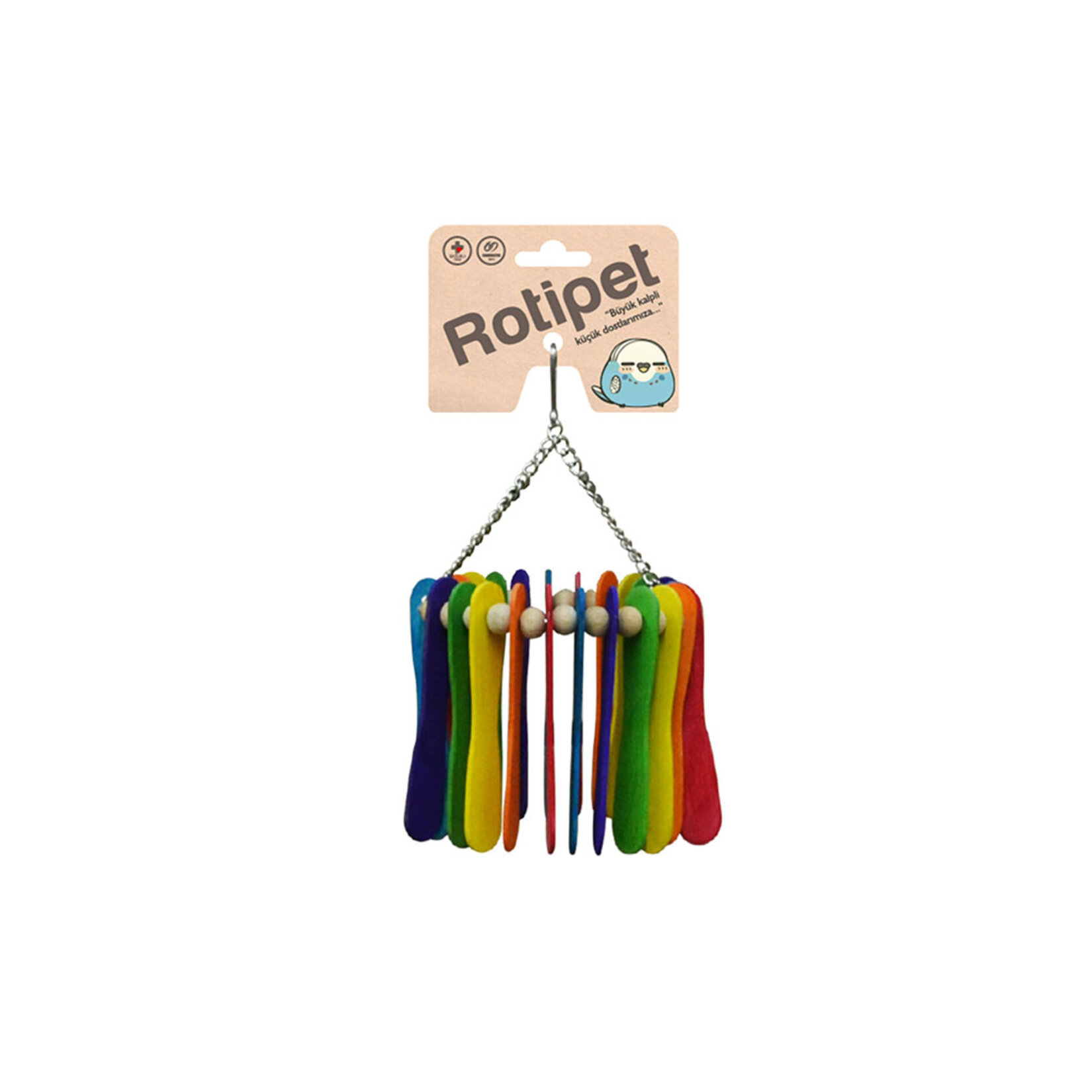 Rotipet Kuş Oyuncağı Boyalı Ahşap Çubuklu Sarkaç