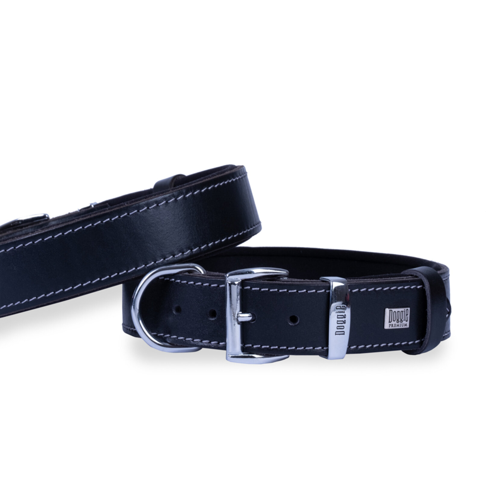 Doggie Konfor Deri Boyun Tasması Siyah 3,5 x 47 - 55 Cm
