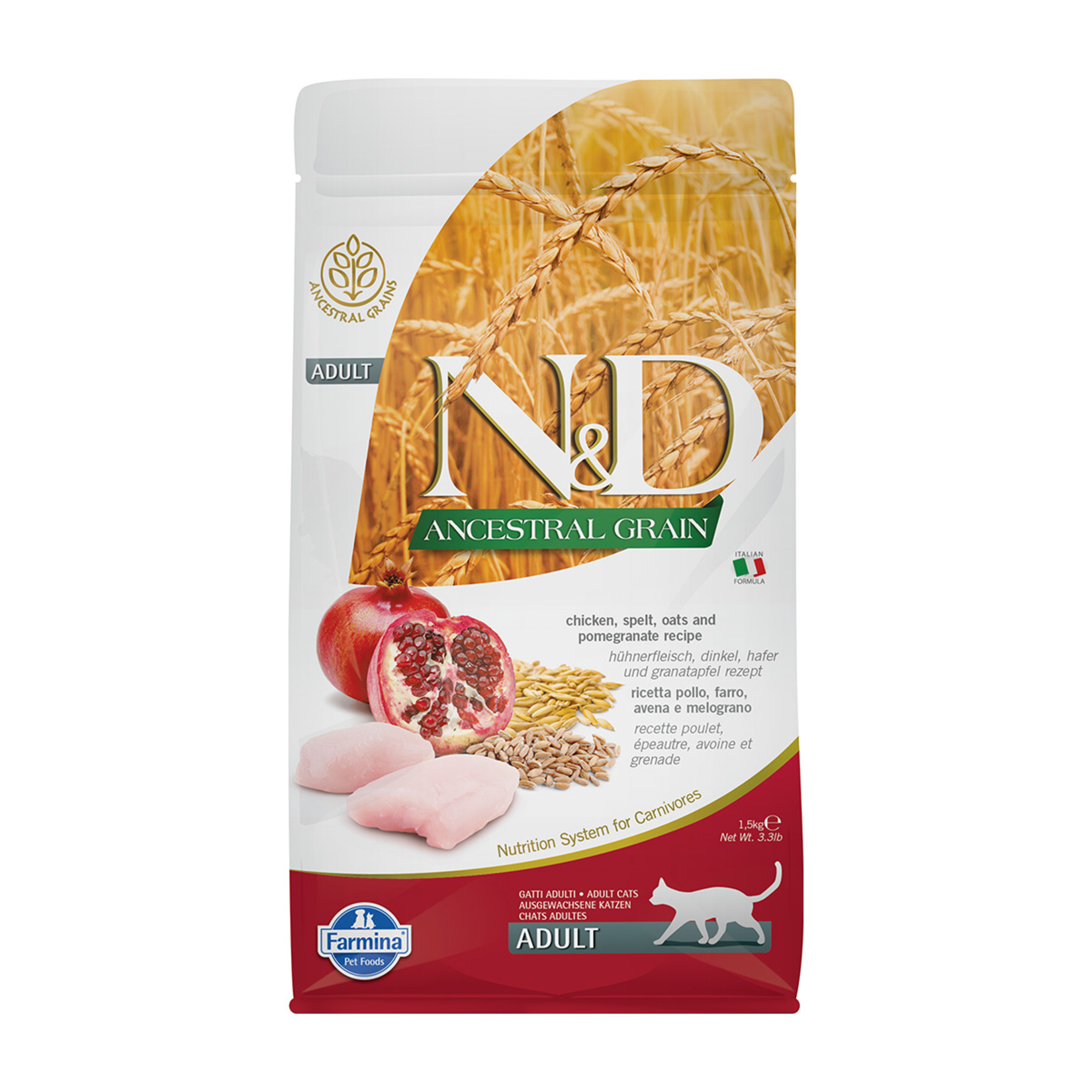 N&D Ancestral Grain Tavuk, Yulaf & Nar Yetişkin Kedi Maması 1.5 Kg