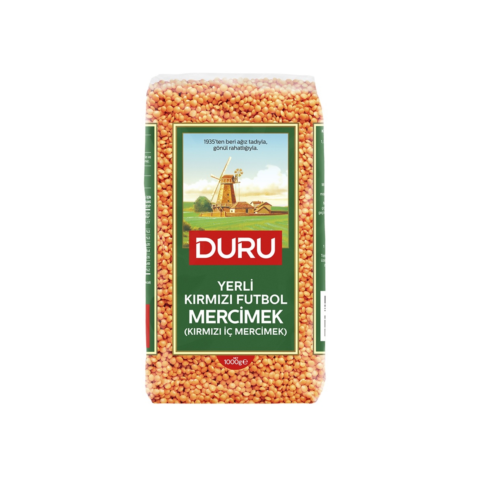 Duru Yerli Kırmızı Futbol Mercimek 1 Kg