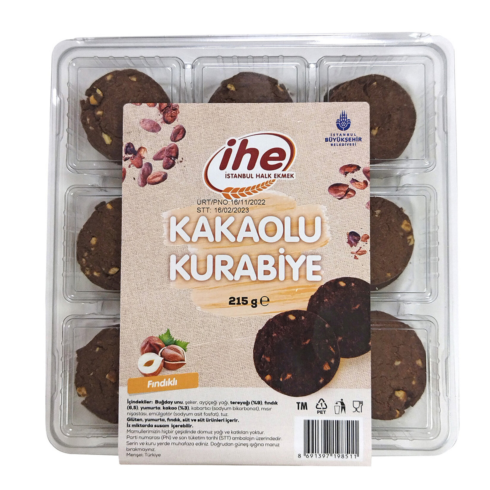 İhe Kakaolu Fındıklı Kurabiye 215 G