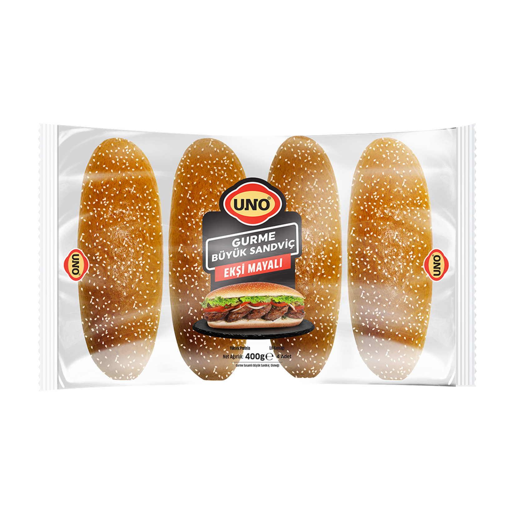 Uno Gurme Ekşi Mayalı Büyük Sandviç Ekmeği 4'lü 400 G
