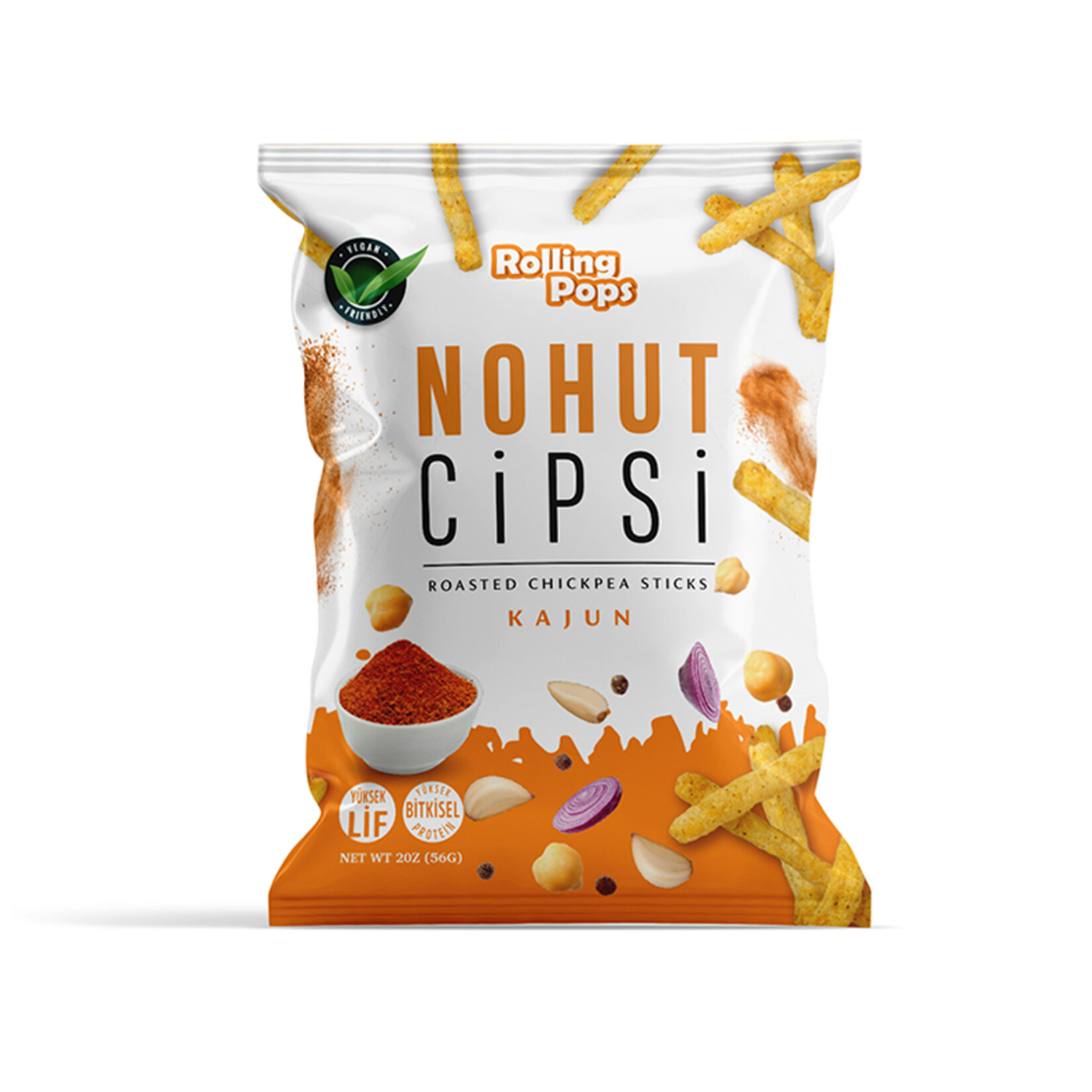 Rolling Pops Kajun Çeşnili Nohut Cipsi 56 G
