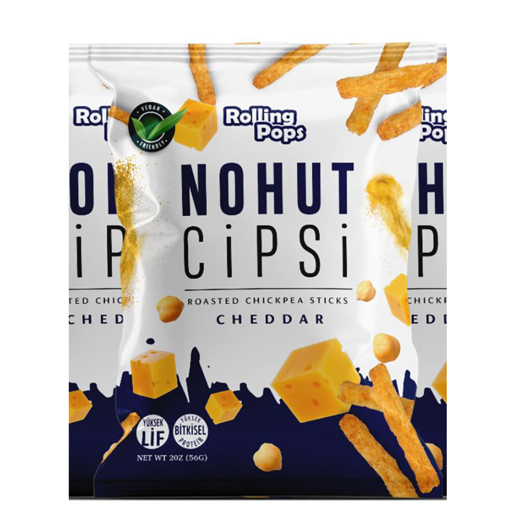 Rolling Pops Cheddar Çeşnili Nohut Cipsi 56 G