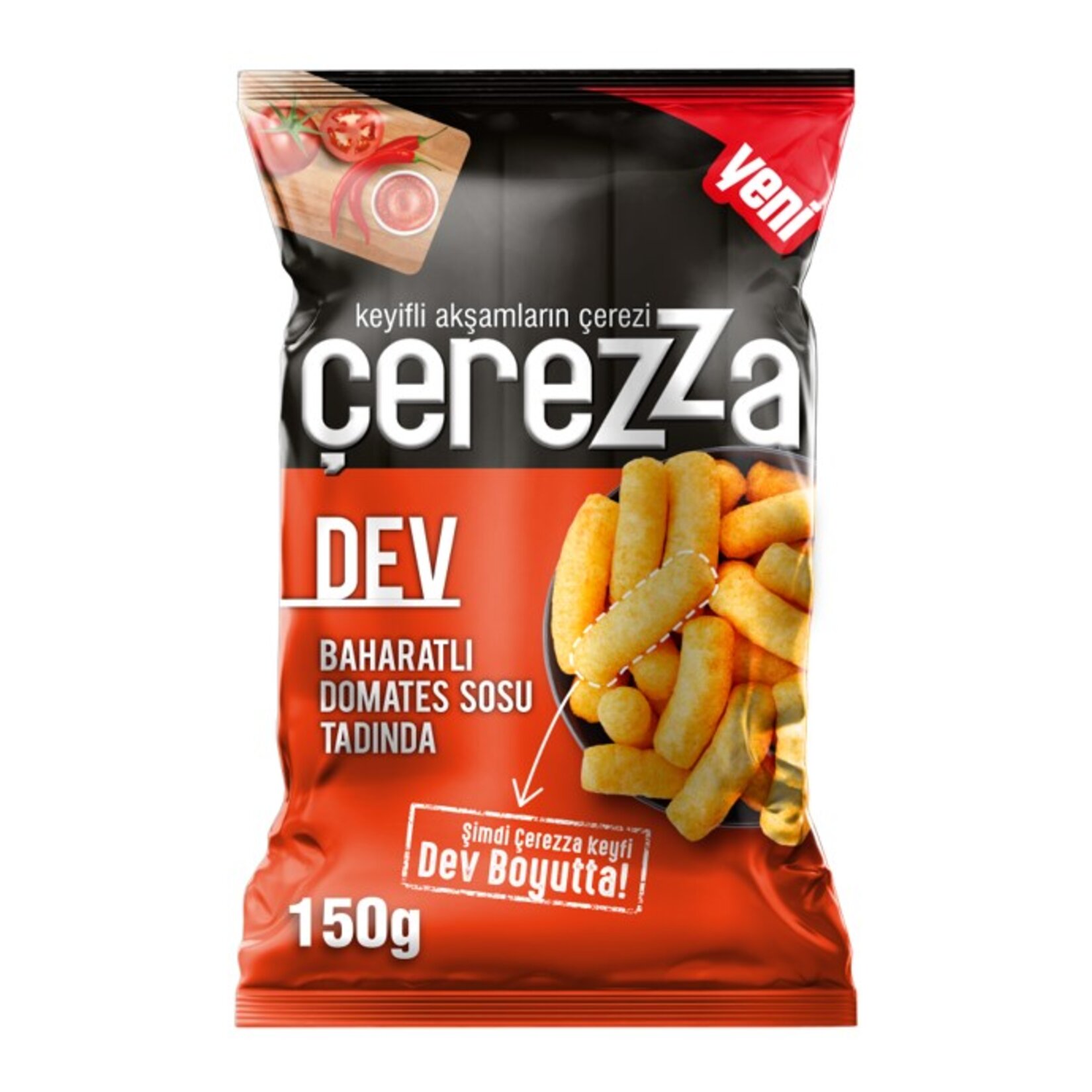 Çerezza Dev Baharatlı Domates Sosu Aromalı Mısır Çerezi Parti Boy 150 G