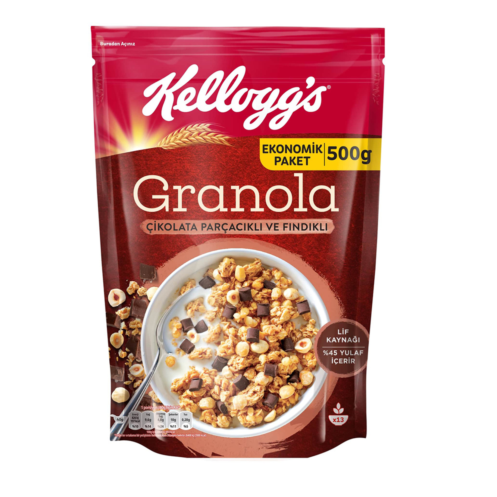 Kellogg's Granola Çikolata & Fındıklı 500 G