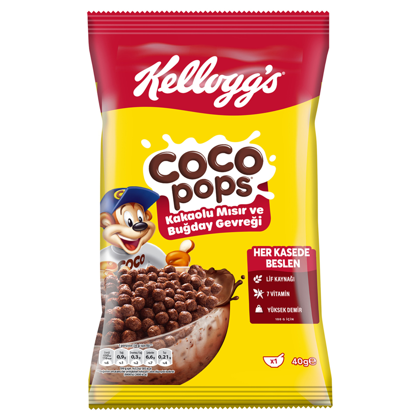Kellogg's Coco Pops Kakaolu Mısır ve Buğday Gevreği 40 G