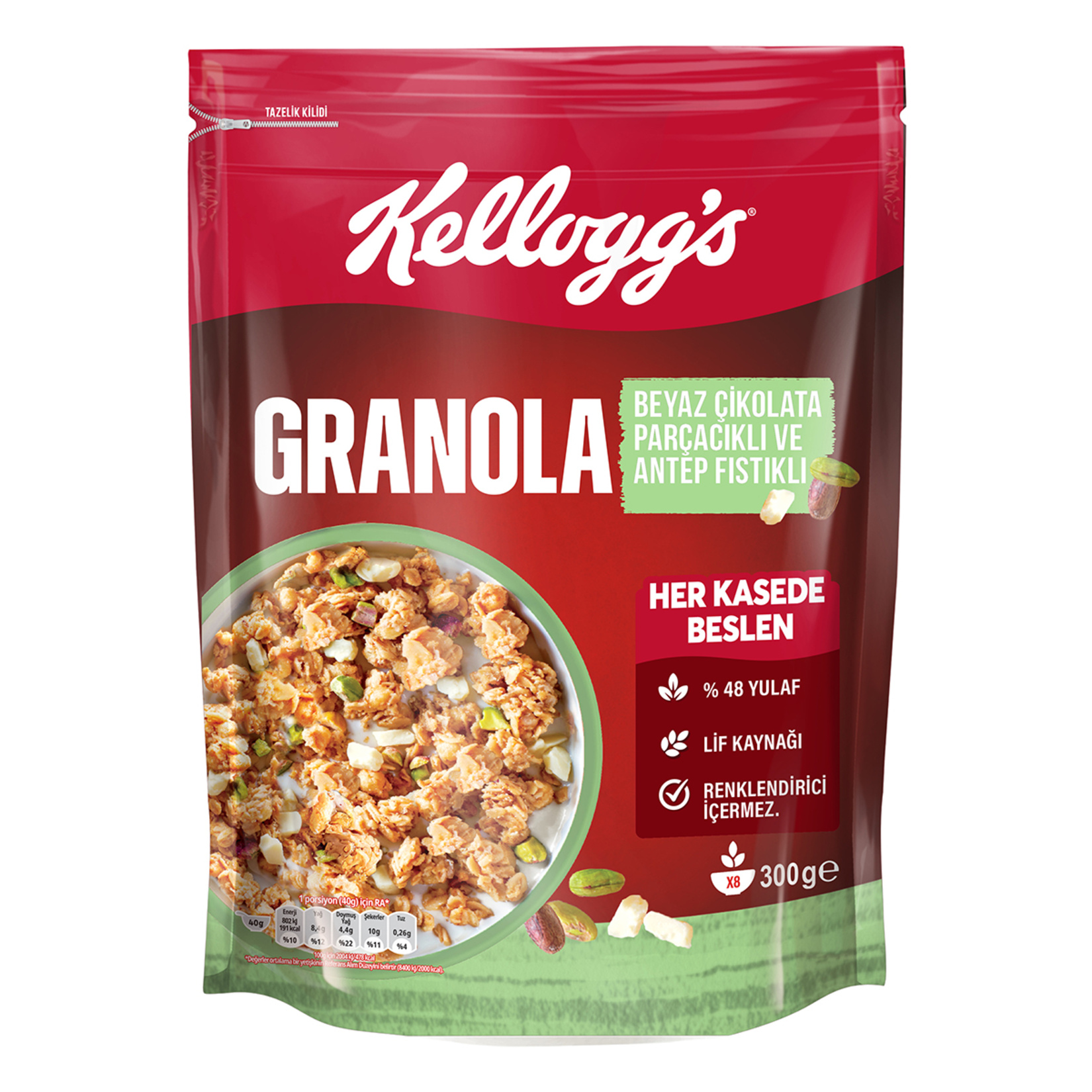 Kellogg's Granola Beyaz Çikolatalı Antep Fıstıklı 300 G