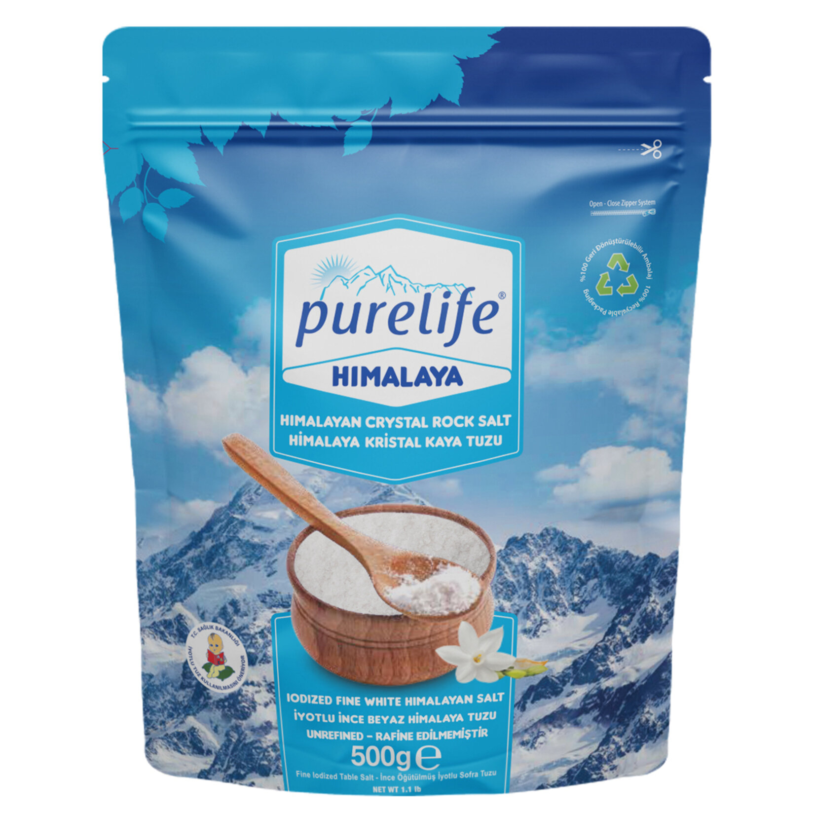 Purelife Himalaya Tuzu Beyaz İyotlu İnce 500 G
