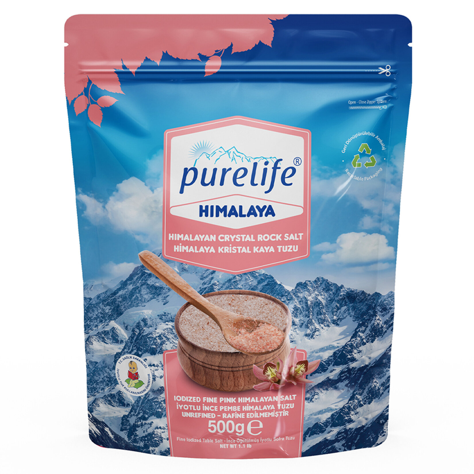 Purelife Himalaya Tuzu Pembe İyotlu İnce 500 G