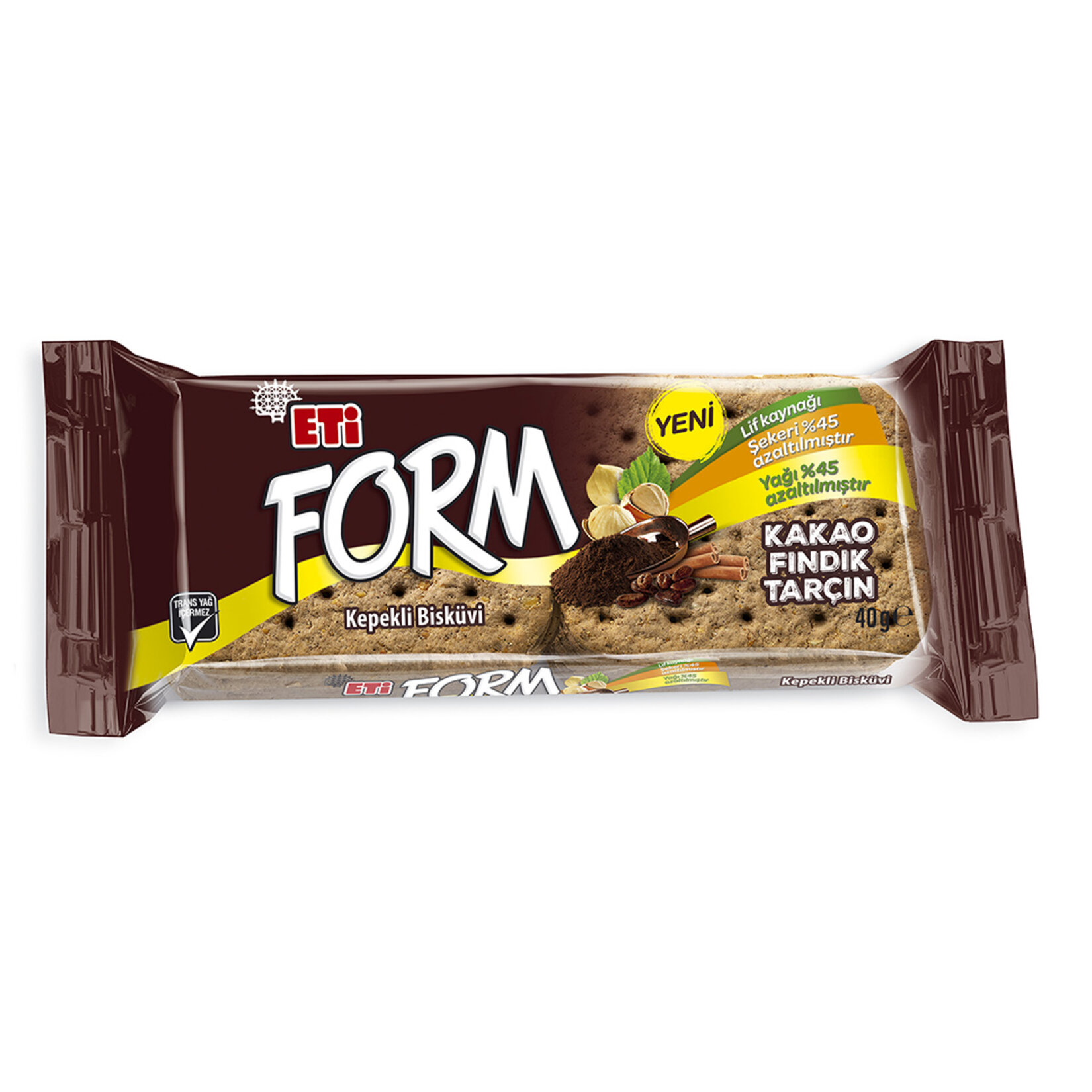 Eti Form Kakaolu Fındıklı Kepekli Bisküvi 40 G
