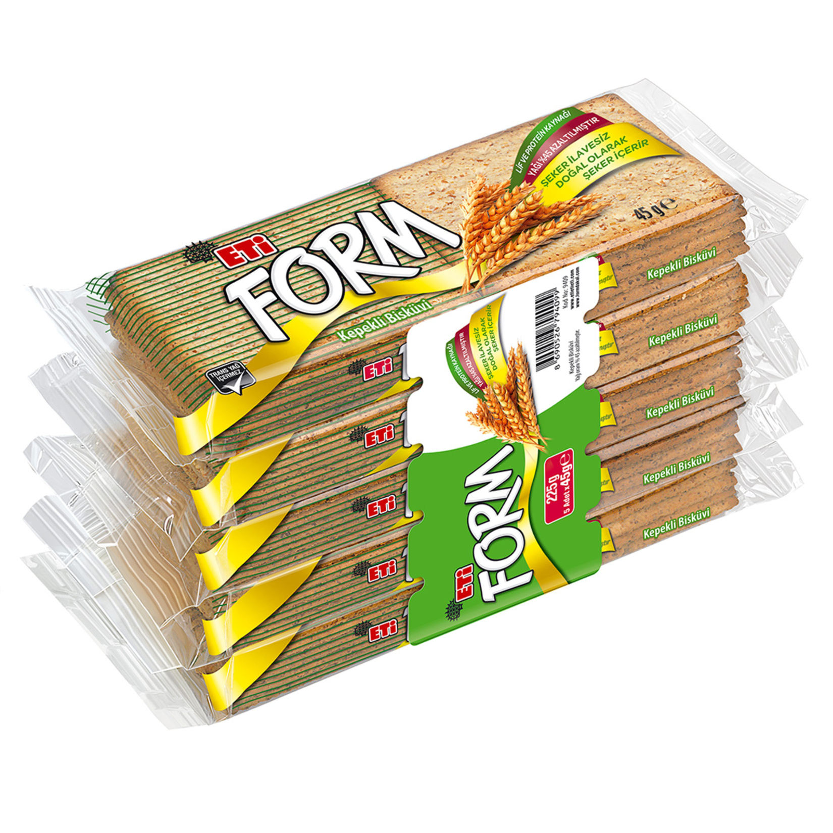 Eti Form Kepekli Bisküvi 5 x 45 G