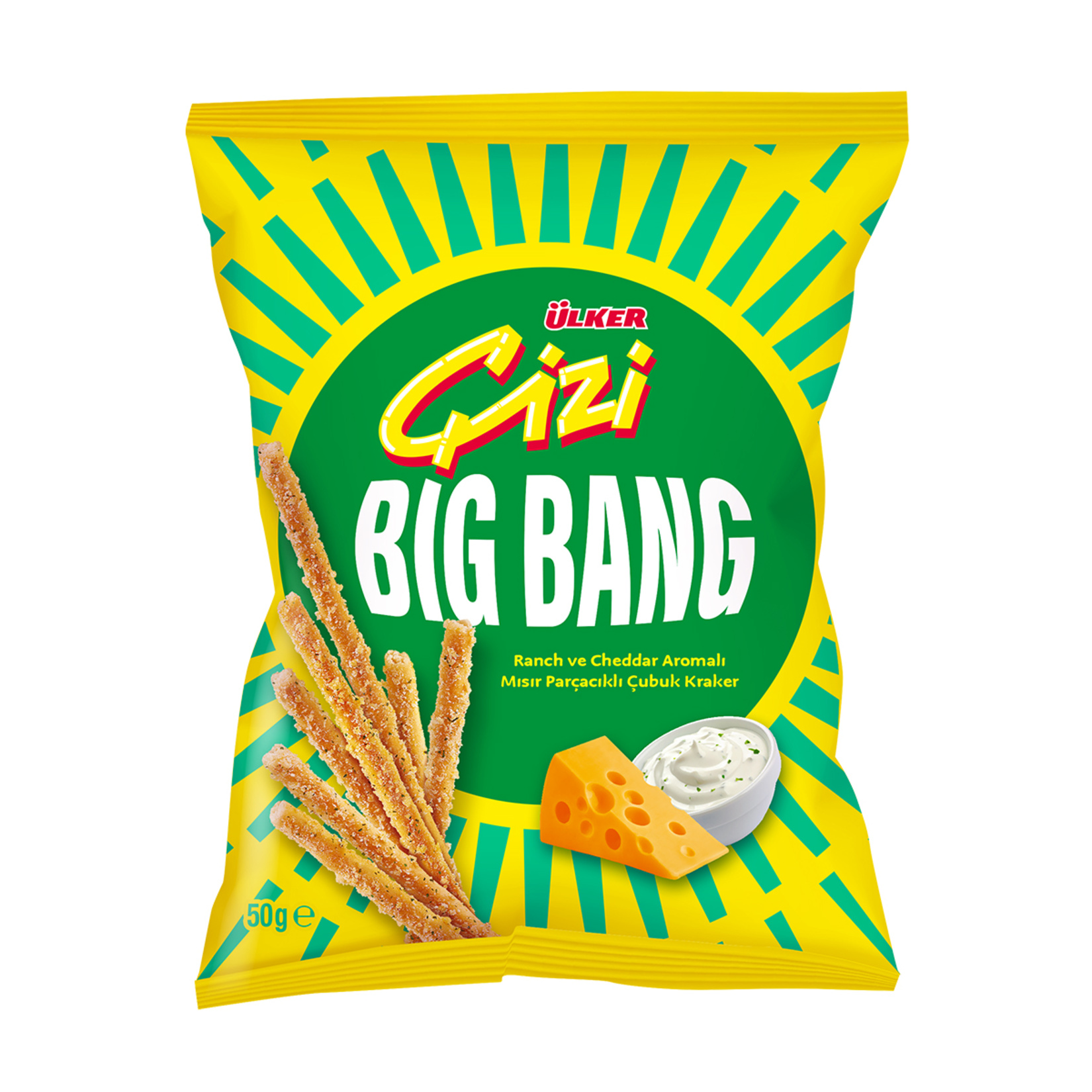 Ülker Çizi Bigbang Mısır Parçacıklı Rench & Cheddar Çubuk 50 G