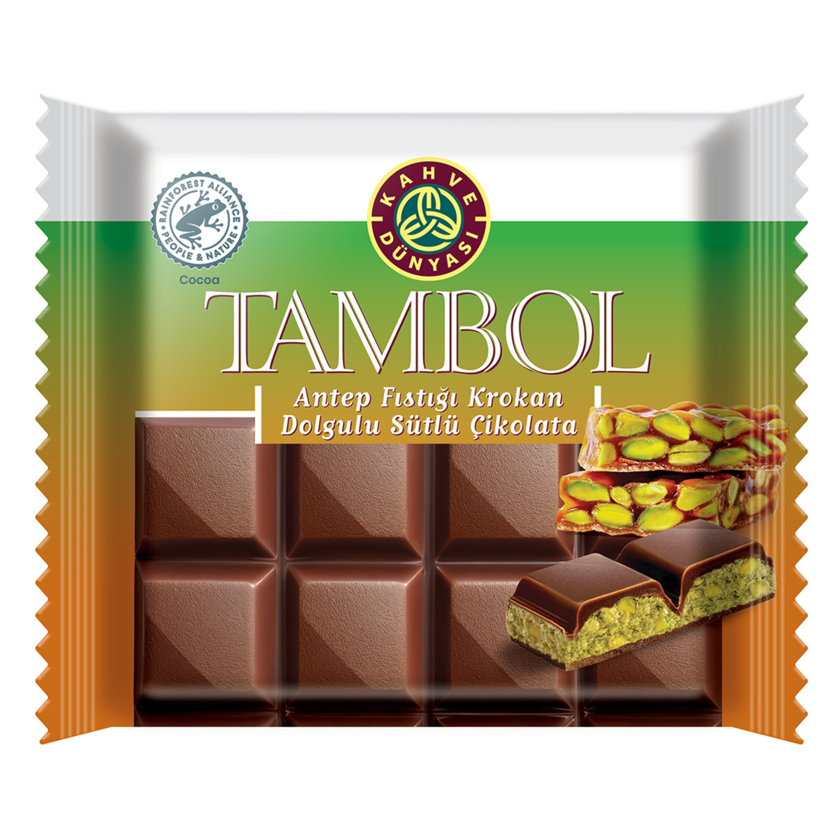 Kahve Dünyası Tambol Antep Fıstığı Krokan Dolgulu Çikolata 100 G