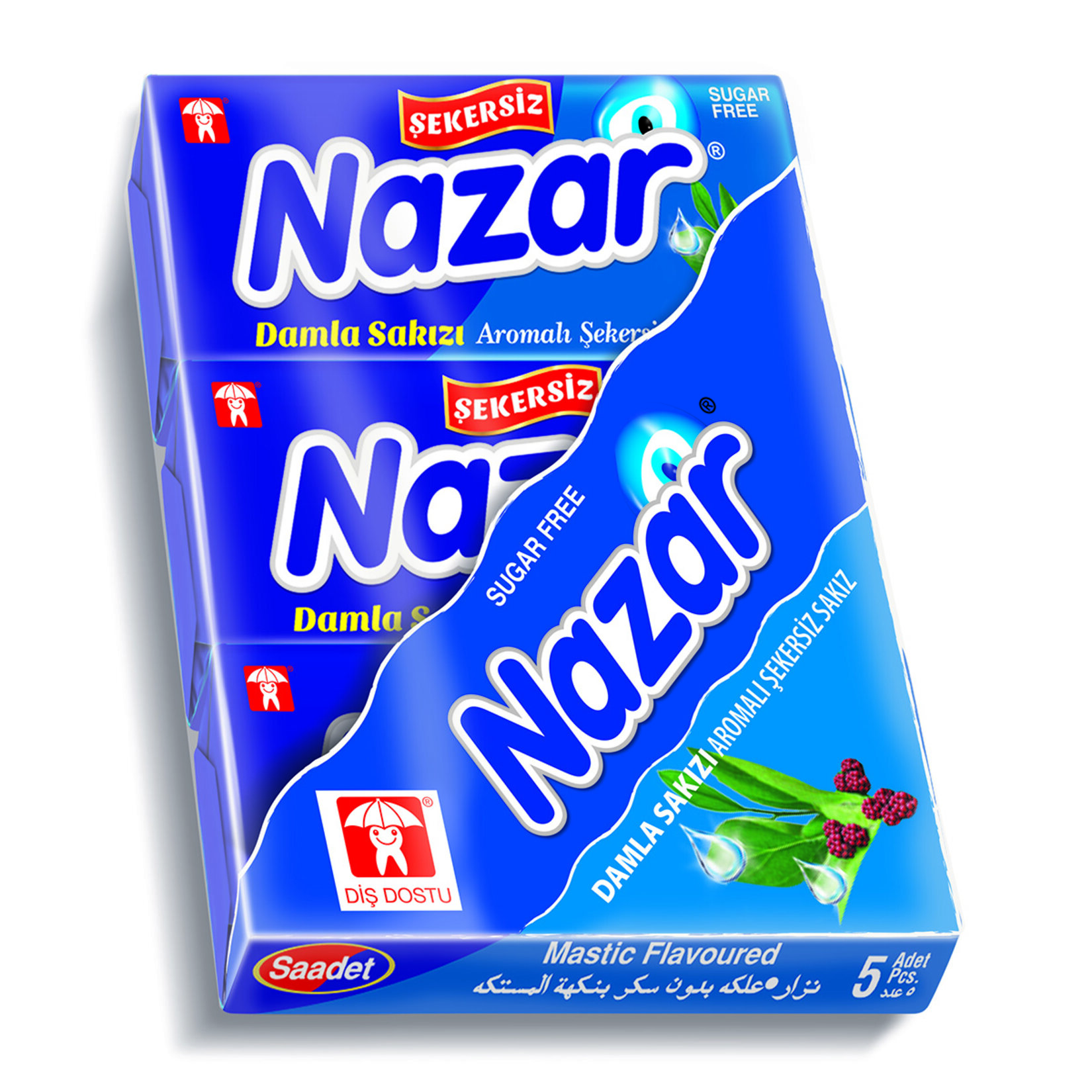Nazar Damla Sakızı Aromalı Şekersiz Sakız 3'lü 21 G