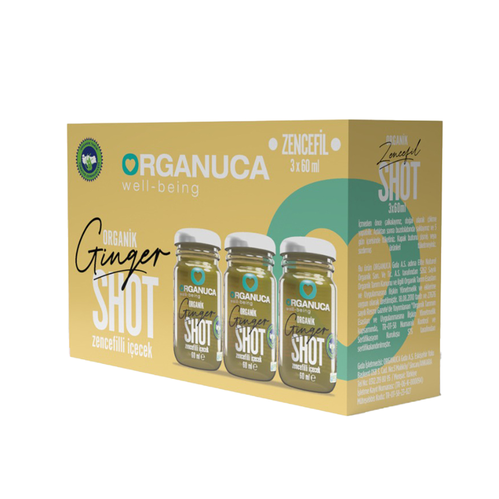 Organuca Zencefilli İçecek Ginger Shot 3 x 60 Ml