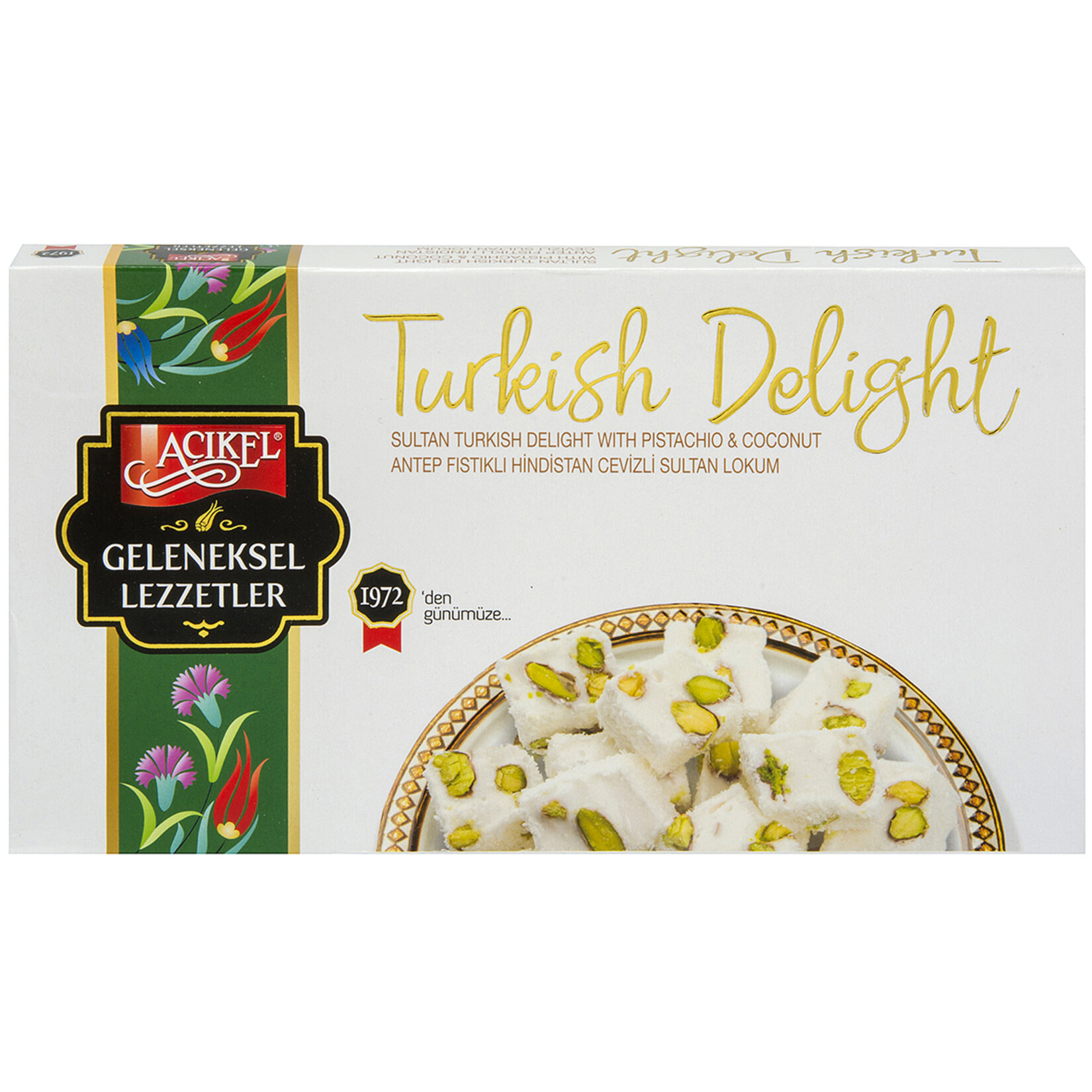 Açıkel Antep Fıstıklı Hindistan Cevizli Sultan Lokum 275G