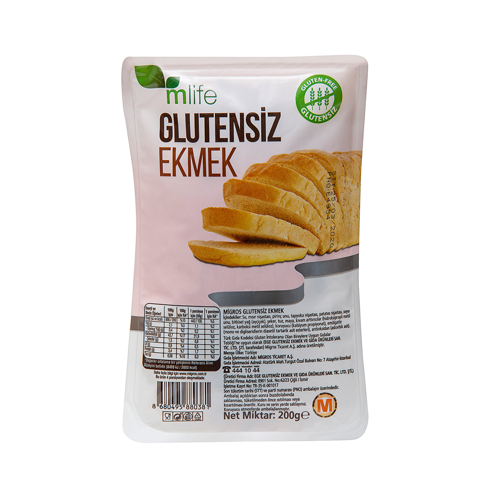 M Life Glutensiz Ekmek 200 G