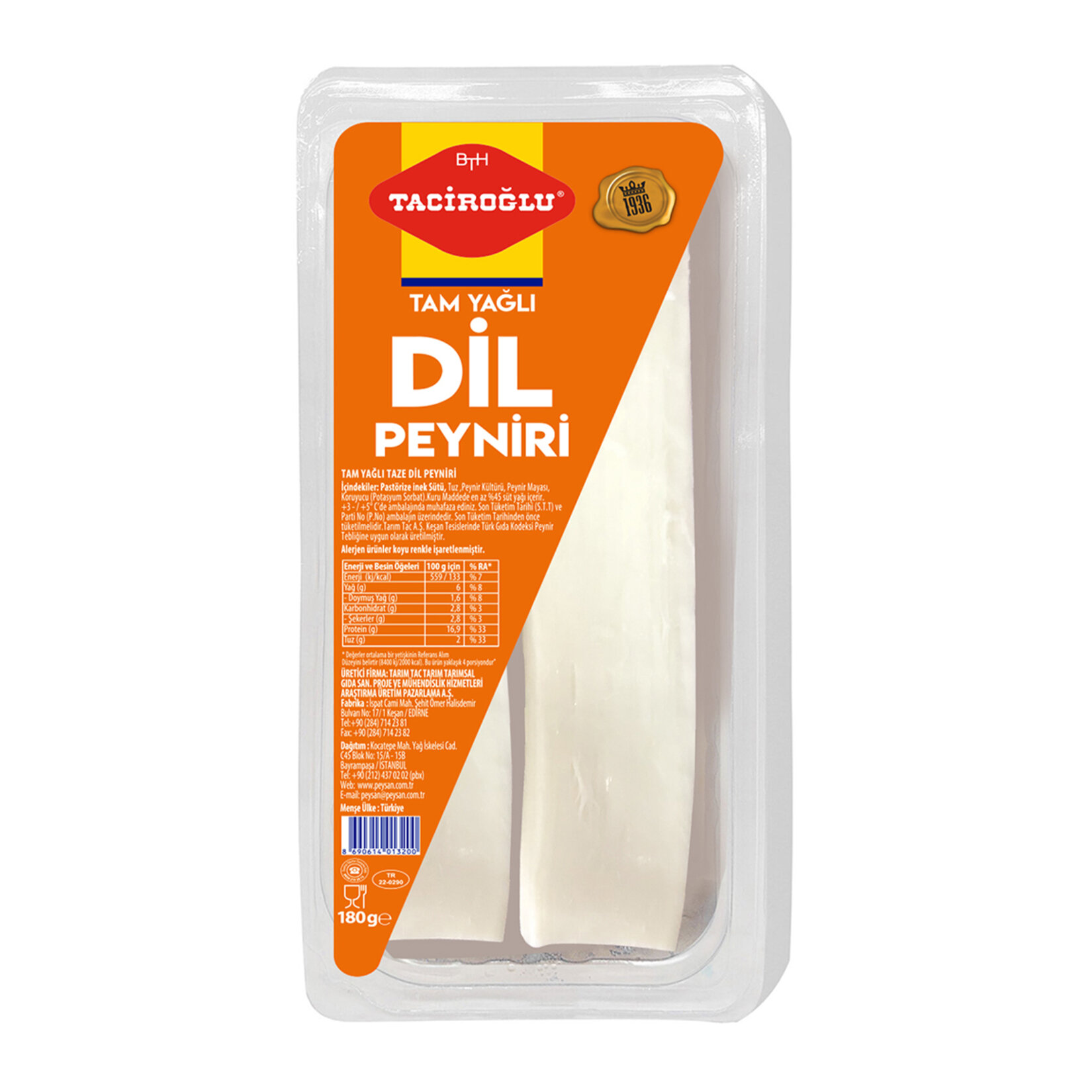 Taciroğlu Tam Yağlı Taze Dil Peyniri 180 G