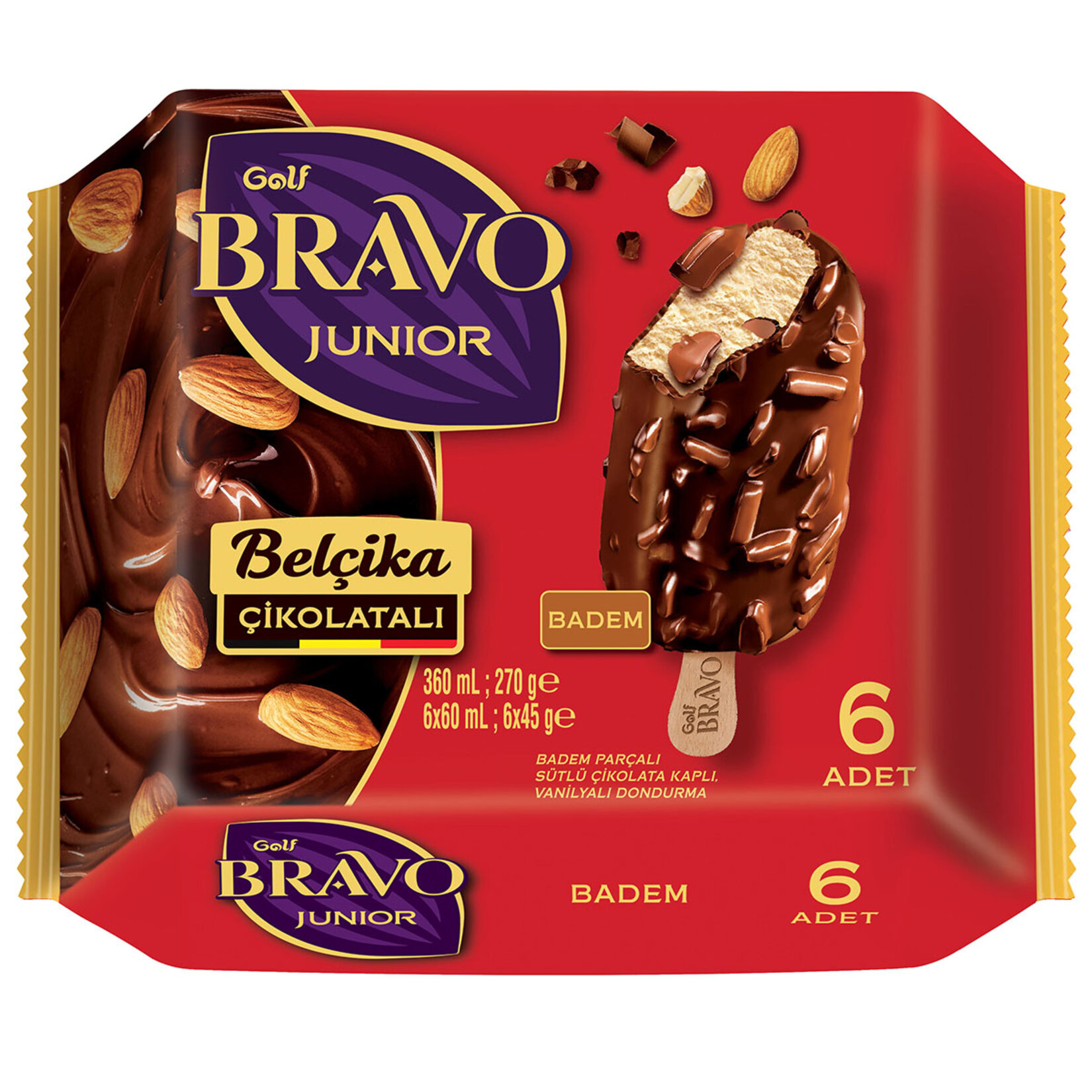 Golf Bravo Junior Badem 6'lı Paket 360 Ml
