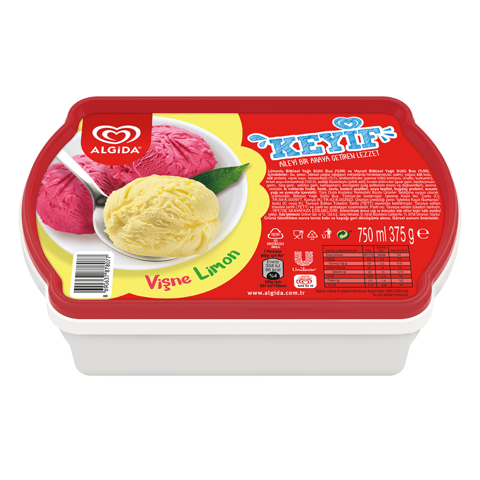 Algida Keyif Vişne - Limon 750 Ml