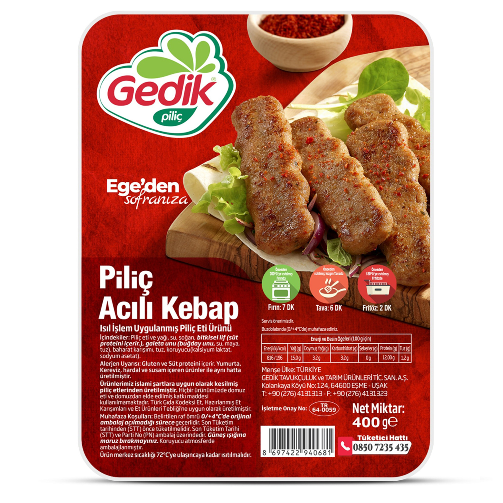 Gedik Piliç Acılı Kebap 400 g