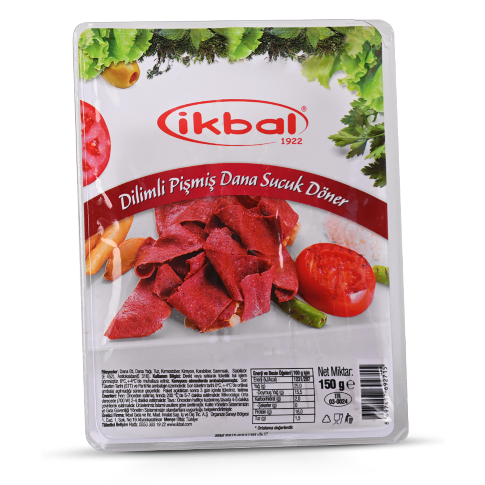 İkbal Dilimli Pişmiş Dana Sucuk Döner 150 G