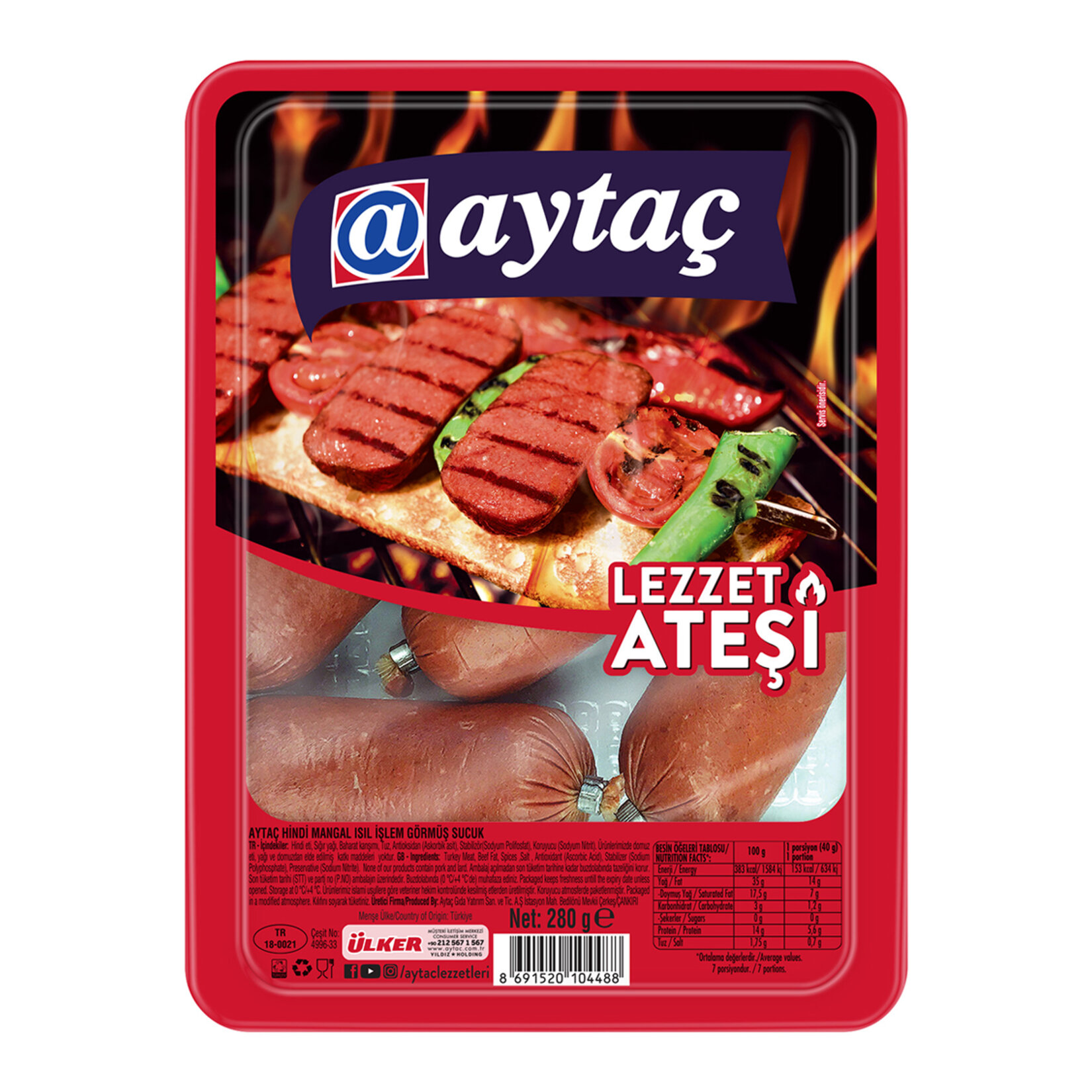 Aytaç Isıl İşlem Görmüş Hindi Sucuk 280 G