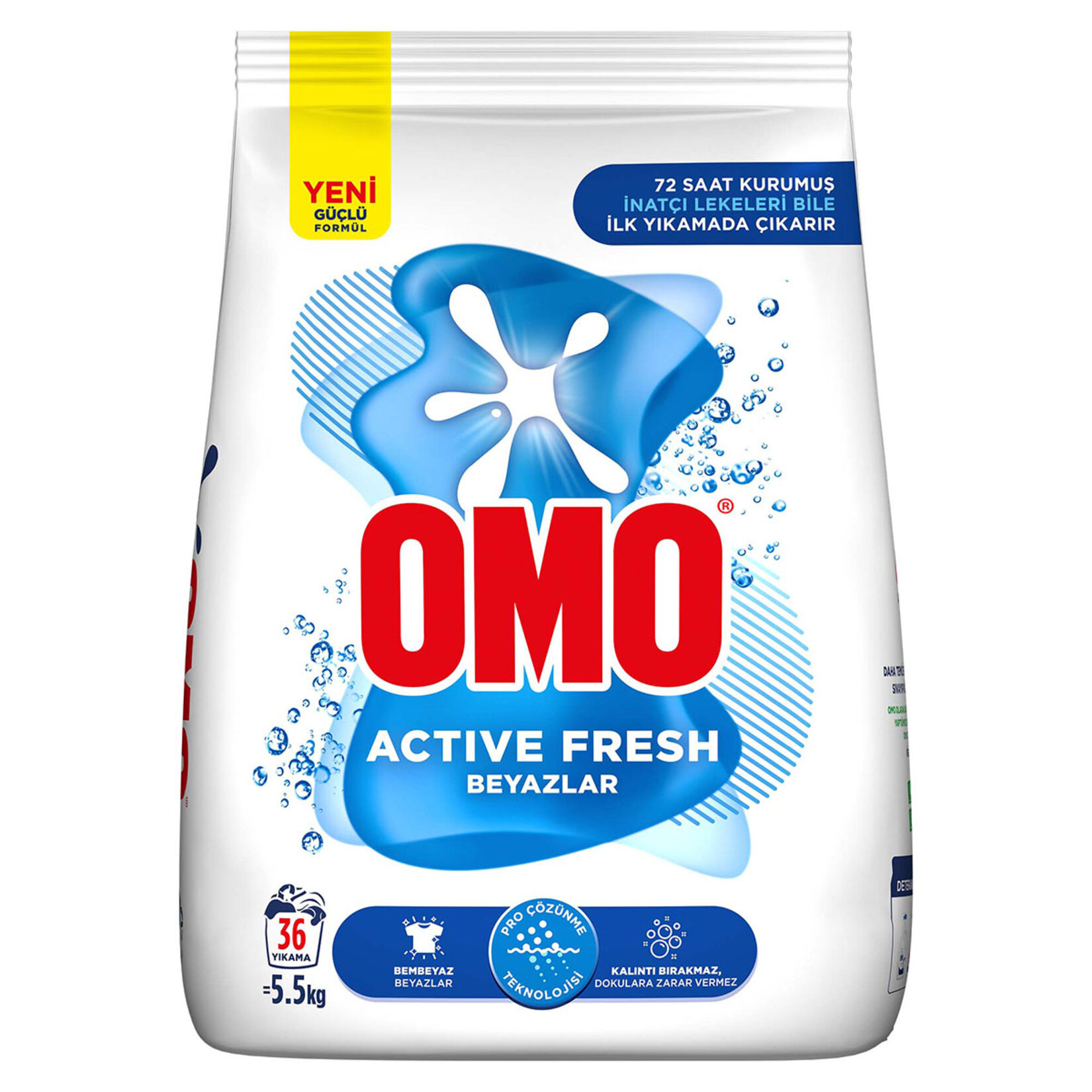 Omo Toz Çamaşır Deterjanı Active Fresh Beyazlar İçin 5.5 Kg