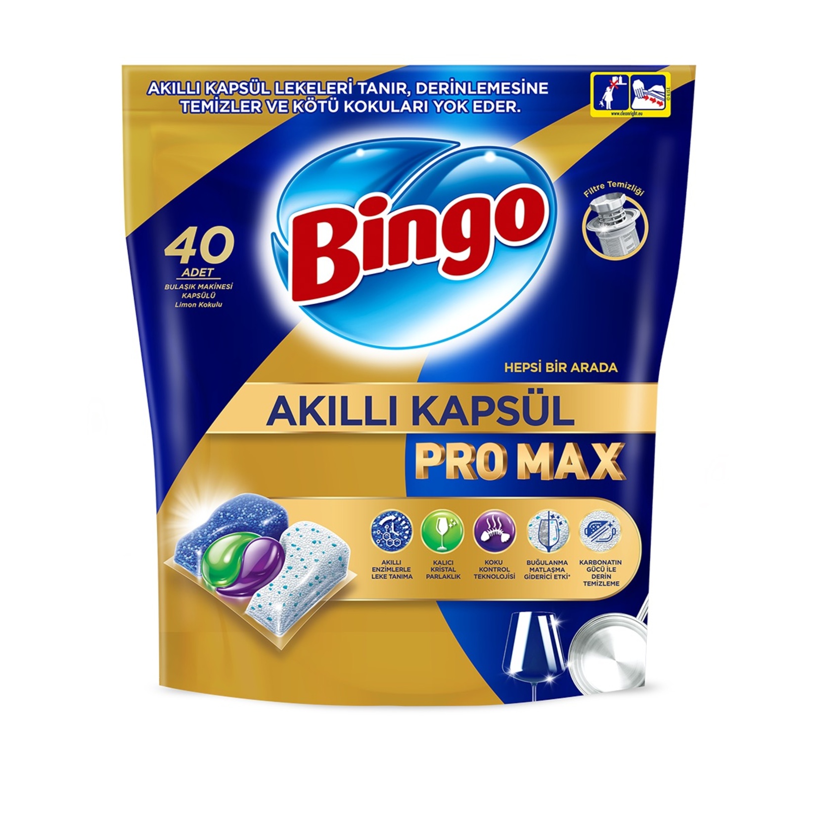 Bingo Akıllı Kapsül Pro Max Bulaşık Makinası Tablet 40'lı 548 G