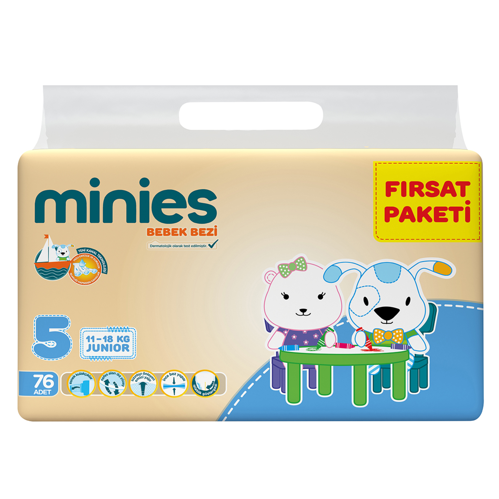Minies Fırsat Paketi 5 No Junior 11-18 Kg 76'lı