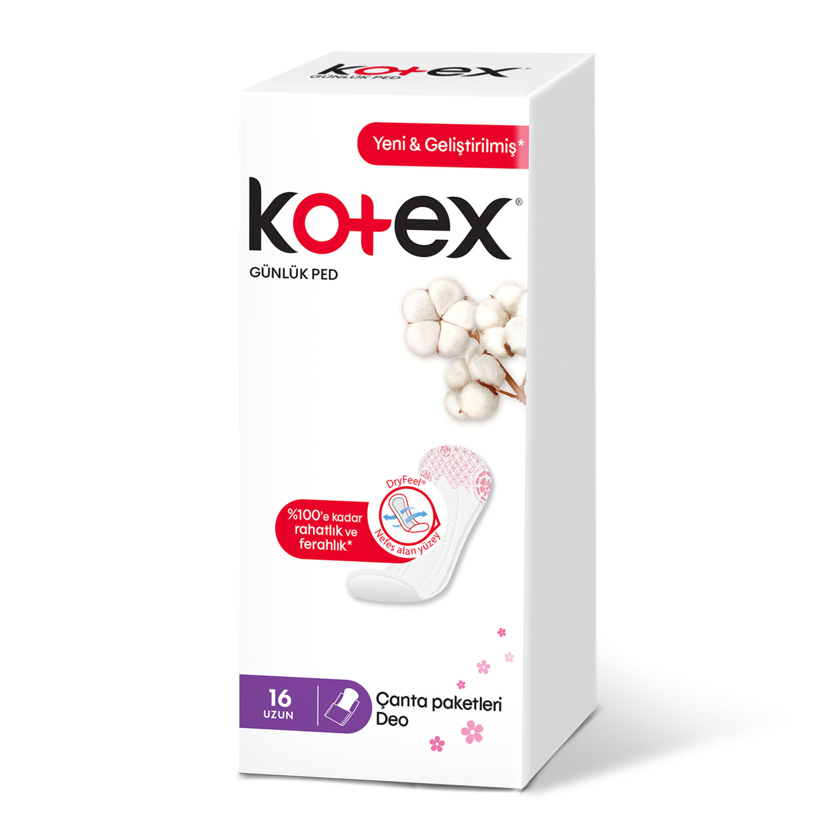 Kotex Uzun Günlük Ped Tekli Paket 16'lı