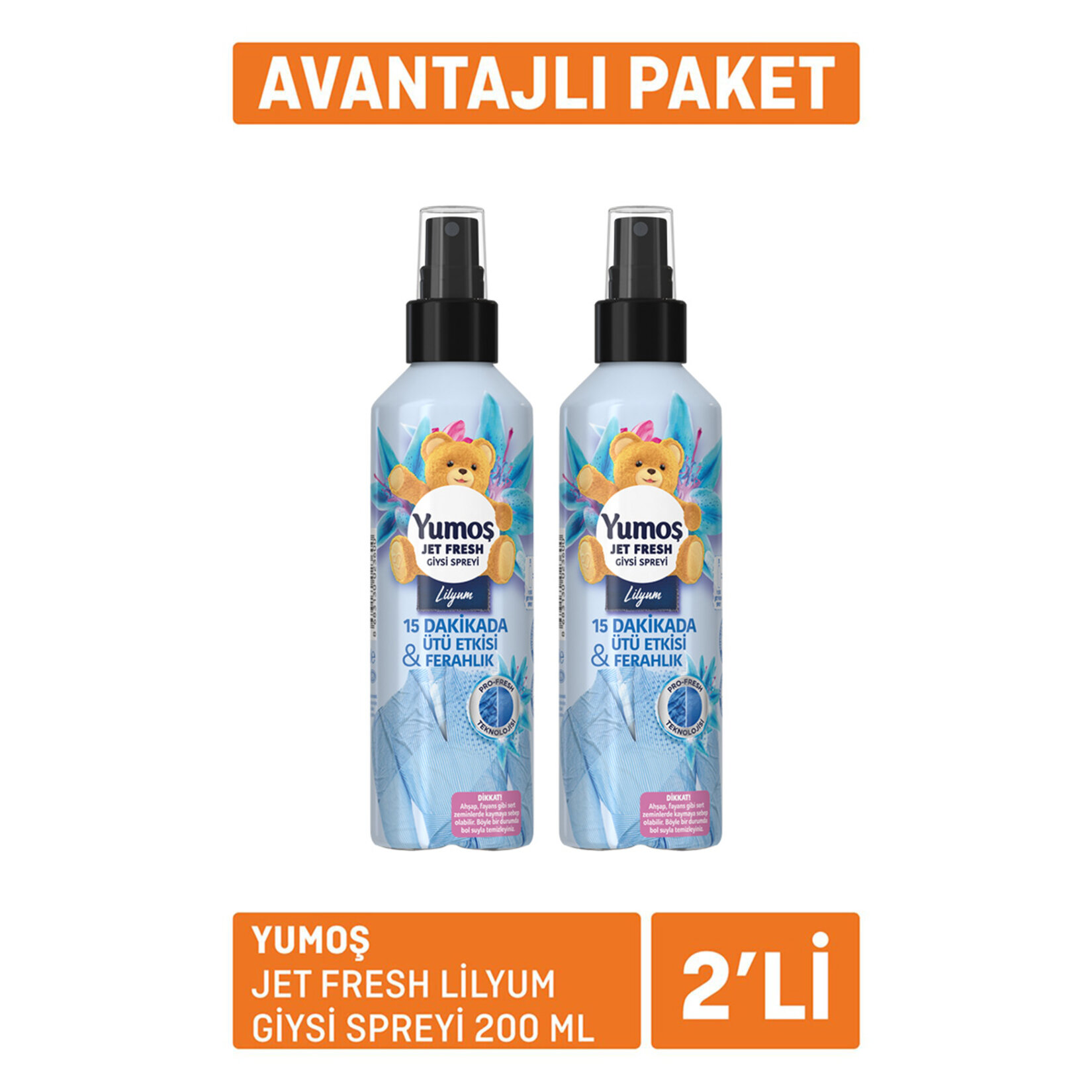 Yumoş Jet Fresh Lilyum Giysi Spreyi 2X200 Ml