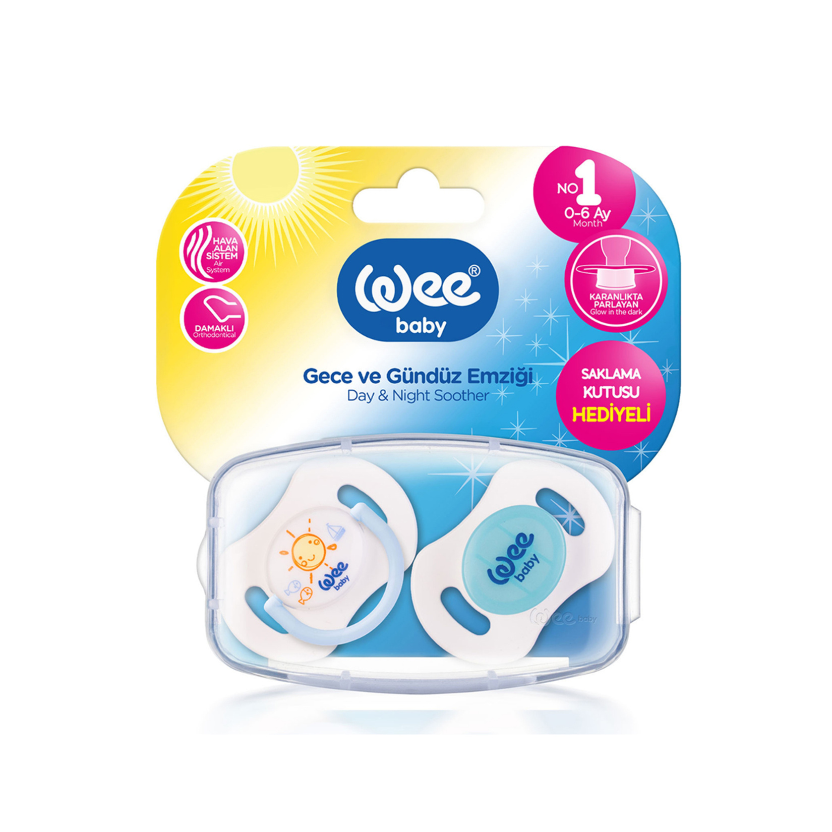 Wee Baby Gece Gündüz Emzik No:1 Mavi 2'li