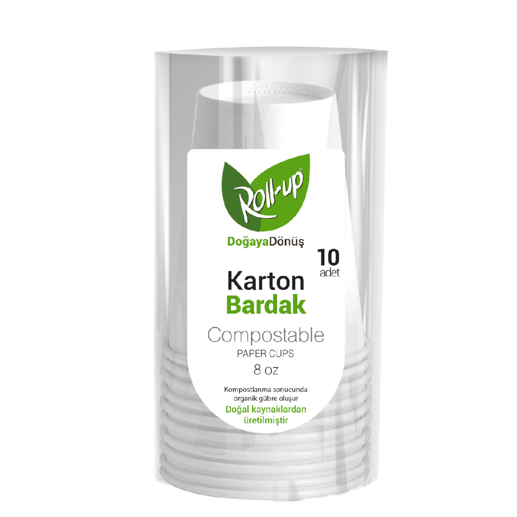 Roll-Up Doğaya Dönüş Karton Bardak 8OZ 10'lu