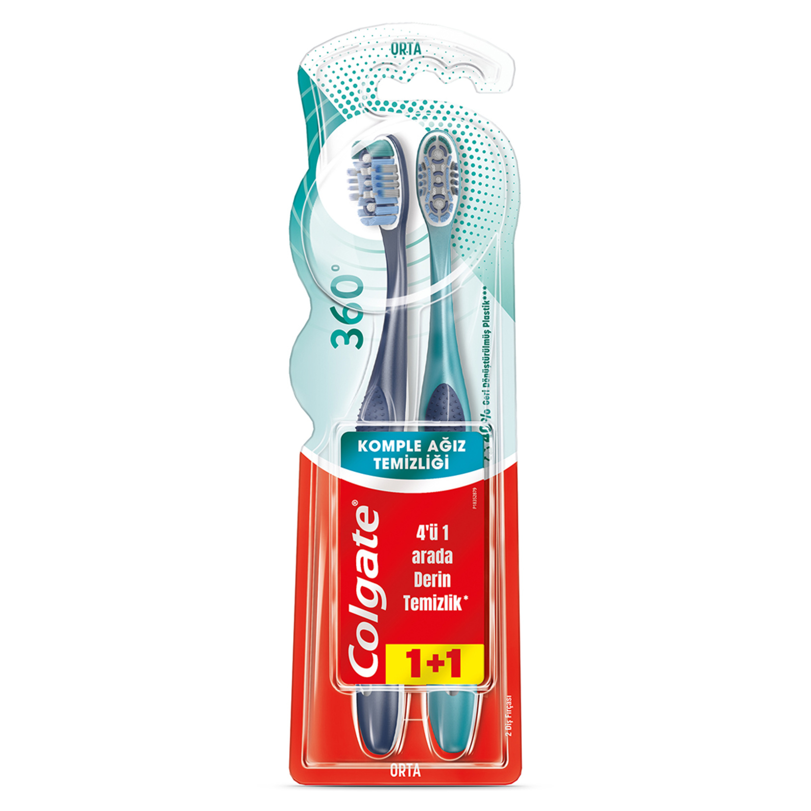Colgate 360 Komple Ağız Temizliği Orta Diş Fırçası 1+1