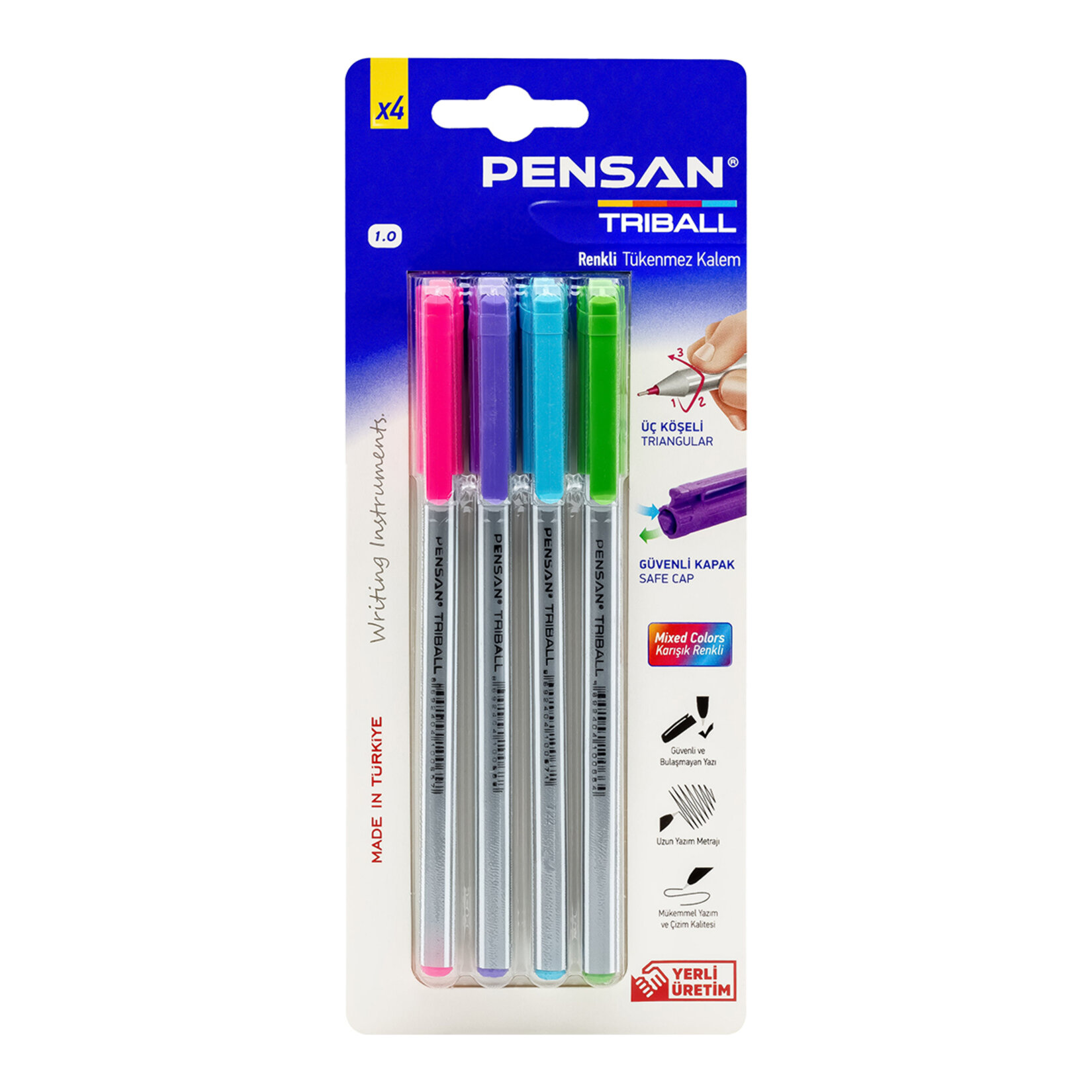 Pensan Triball Tükenmez Kalem Renkli 4'lü