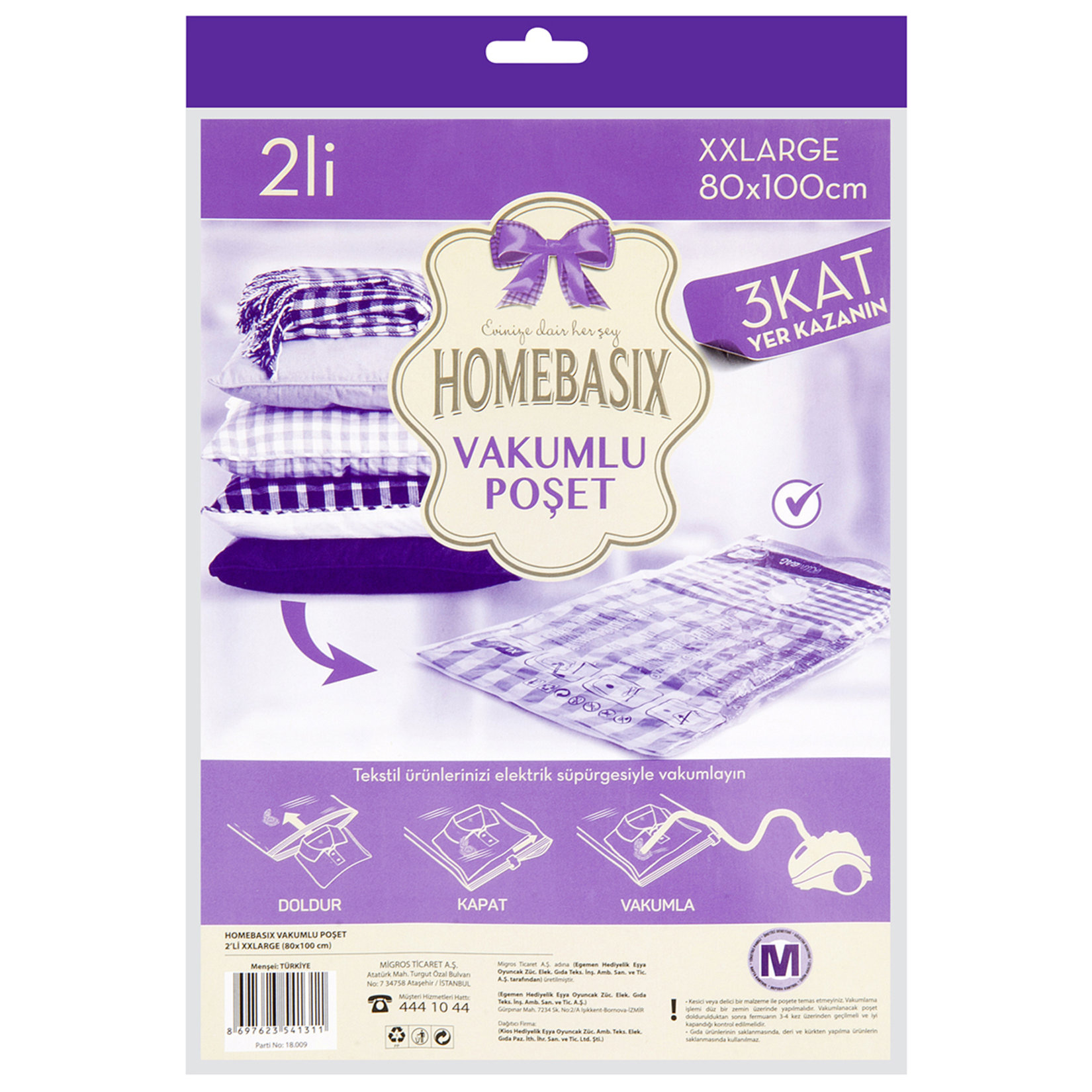 Home Basix Vakumlu Poşet 2'Li XXL