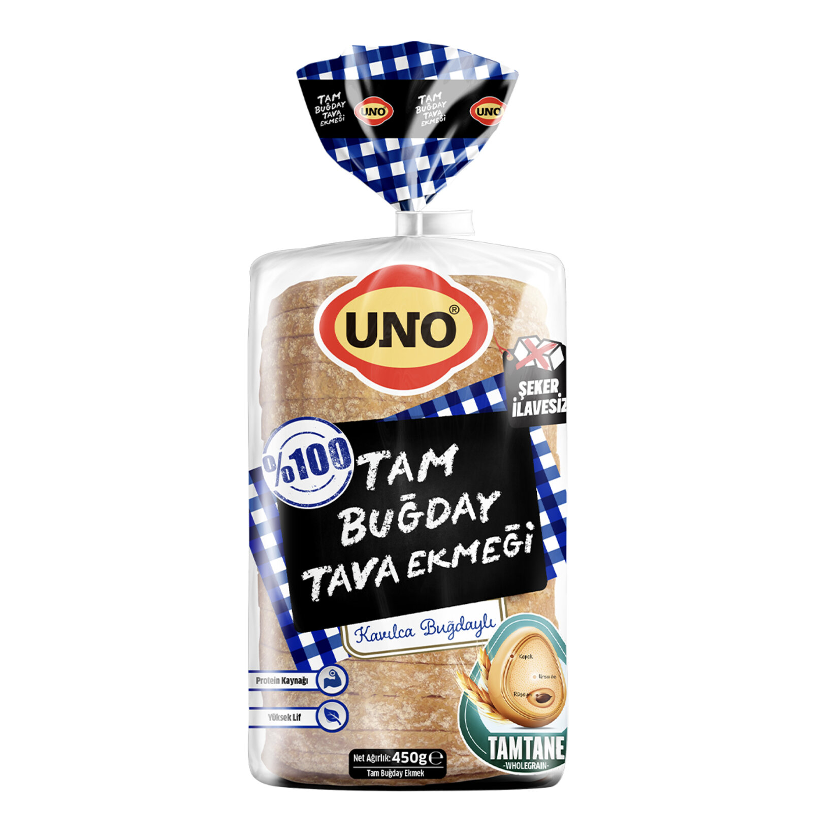 Uno %100 Tam Buğday Tava Ekmeği 450 G
