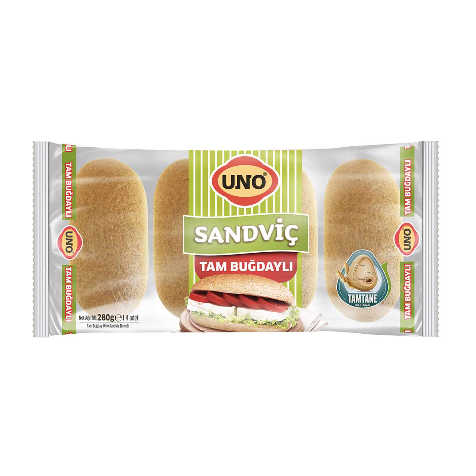 Uno Tam Buğday Unlu Sandviç Ekmeği 280 G