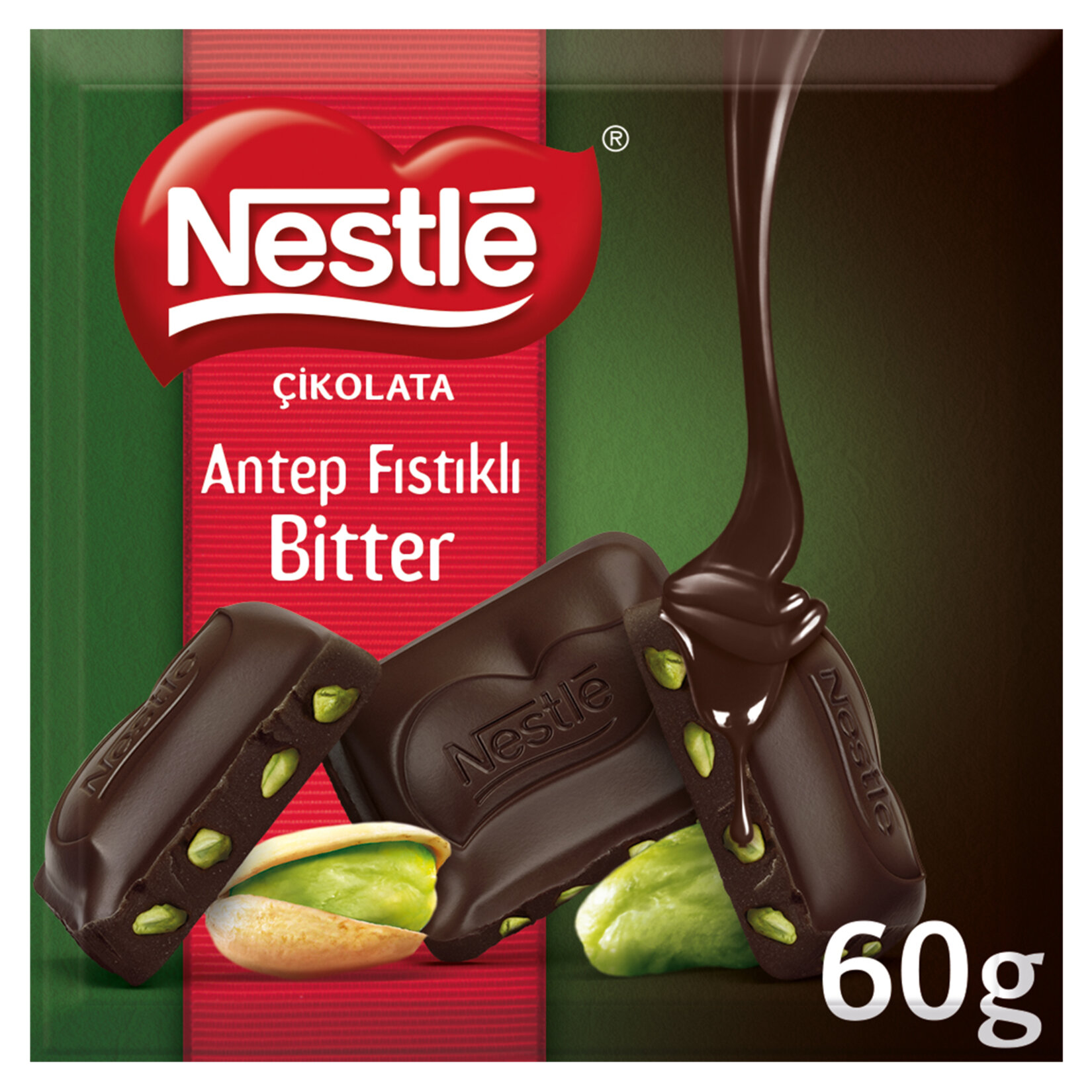 Nestle Antep Fıstıklı Bitter Kare Çikolata 60 G