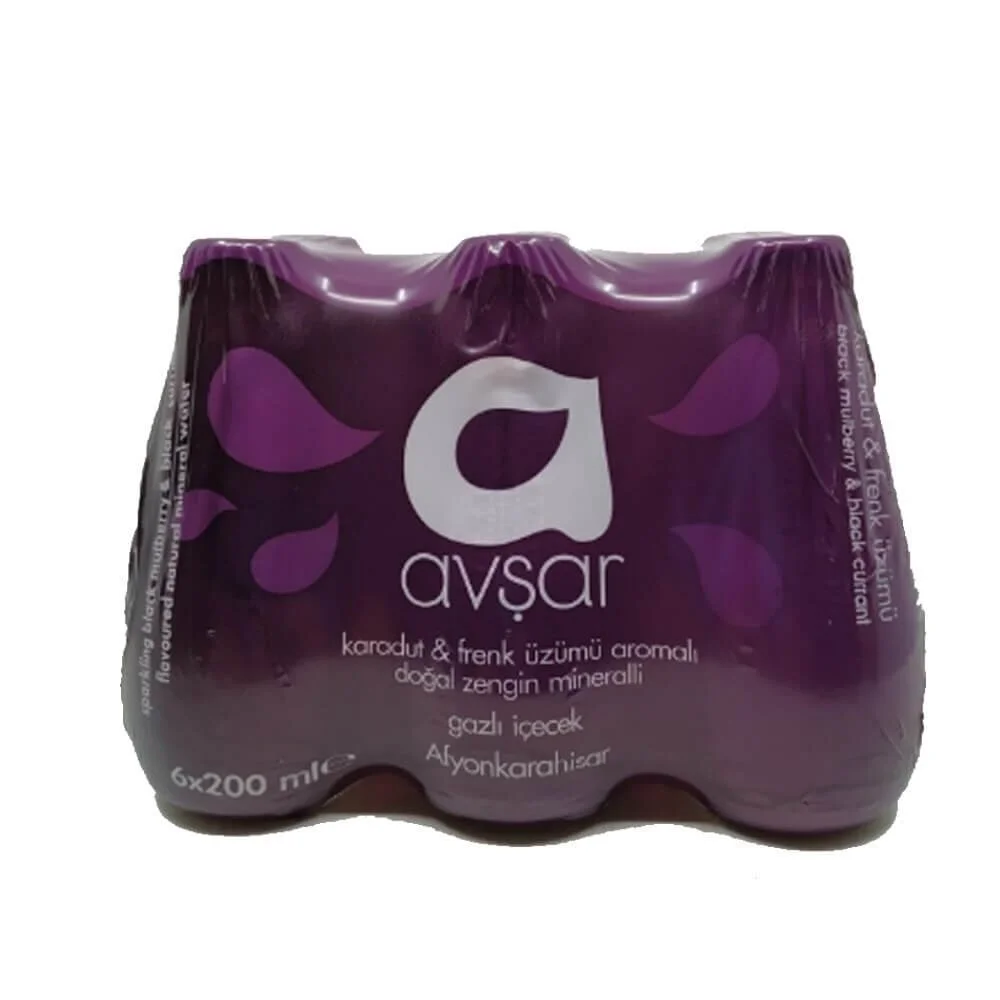 Avşar Karadut&Frenk Üzümü Aromalı Gazlı İçecek 200 ml 6'lı
